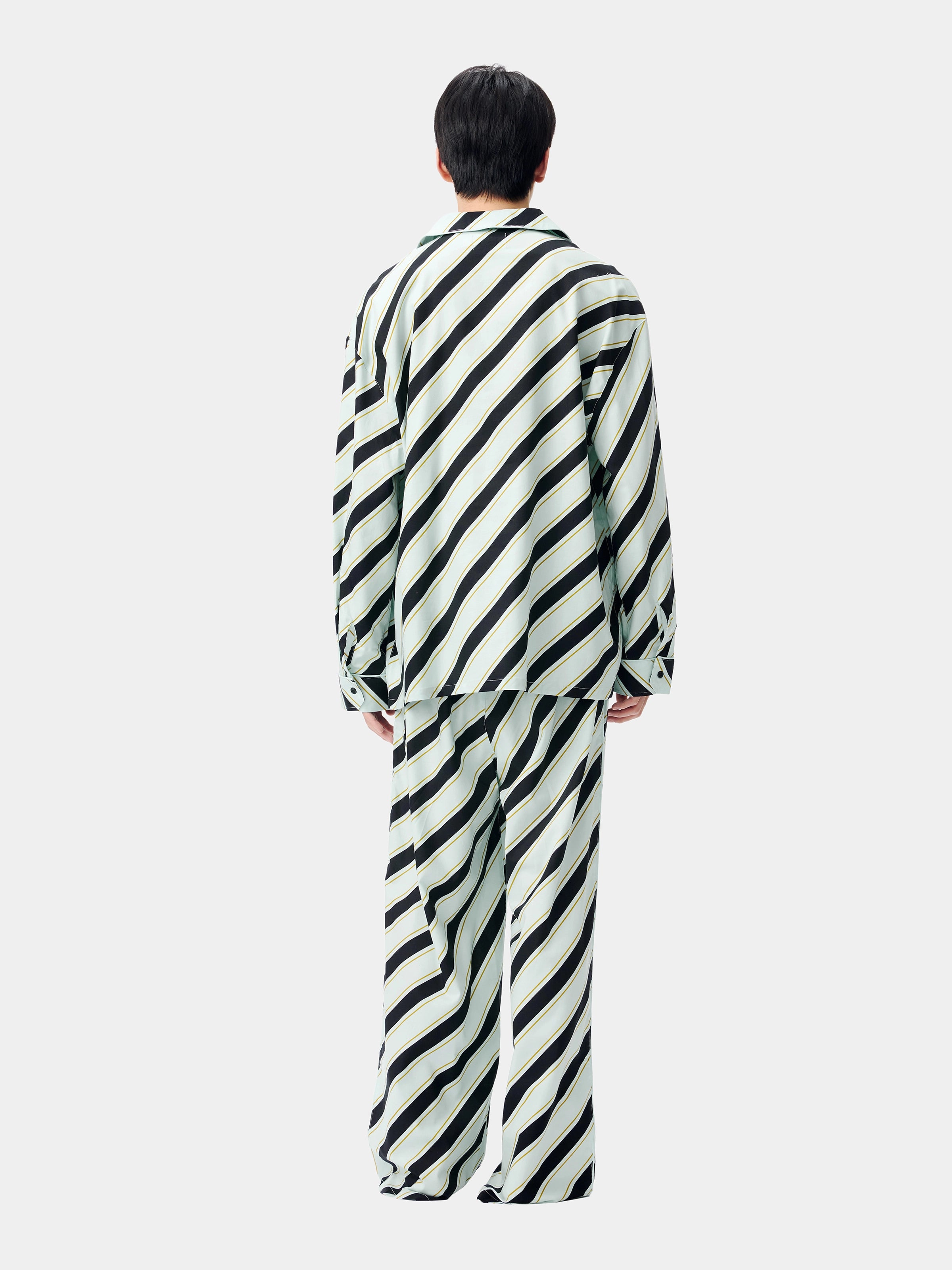"Urban Jungle" Black Panther Tencel Cotton Blend Loungewear Set Long Sleeve – Blue & Black Stripes