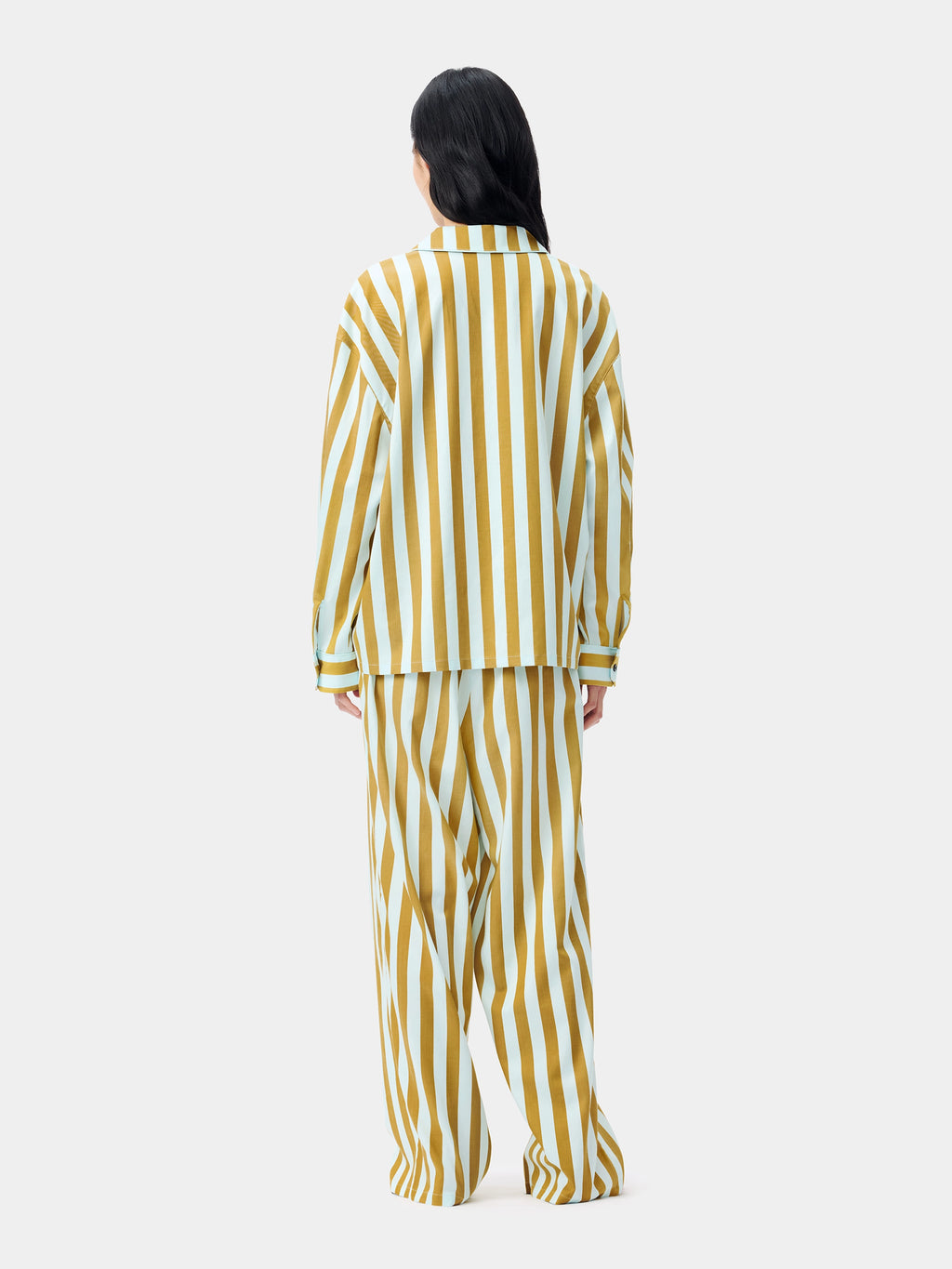 "Urban Jungle" Black Panther Tencel Cotton Blend Loungewear Set Long Sleeve – Blue & Green Stripes