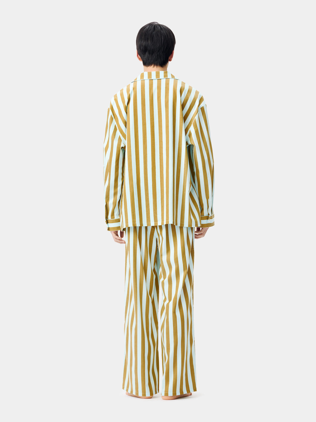 "Urban Jungle" Black Panther Tencel Cotton Blend Loungewear Set Long Sleeve – Blue & Green Stripes