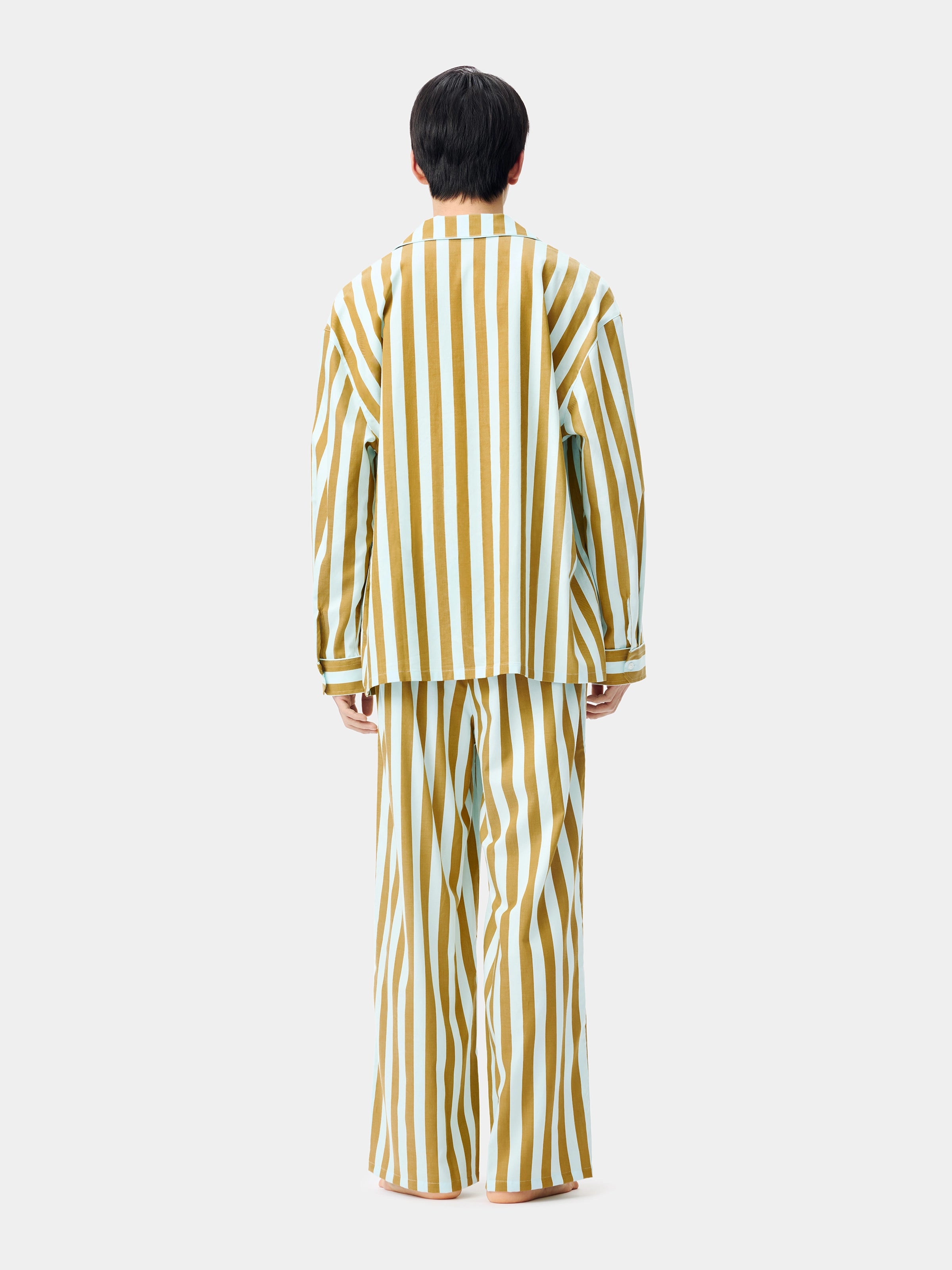 "Urban Jungle" Black Panther Tencel Cotton Blend Loungewear Set Long Sleeve – Blue & Green Stripes