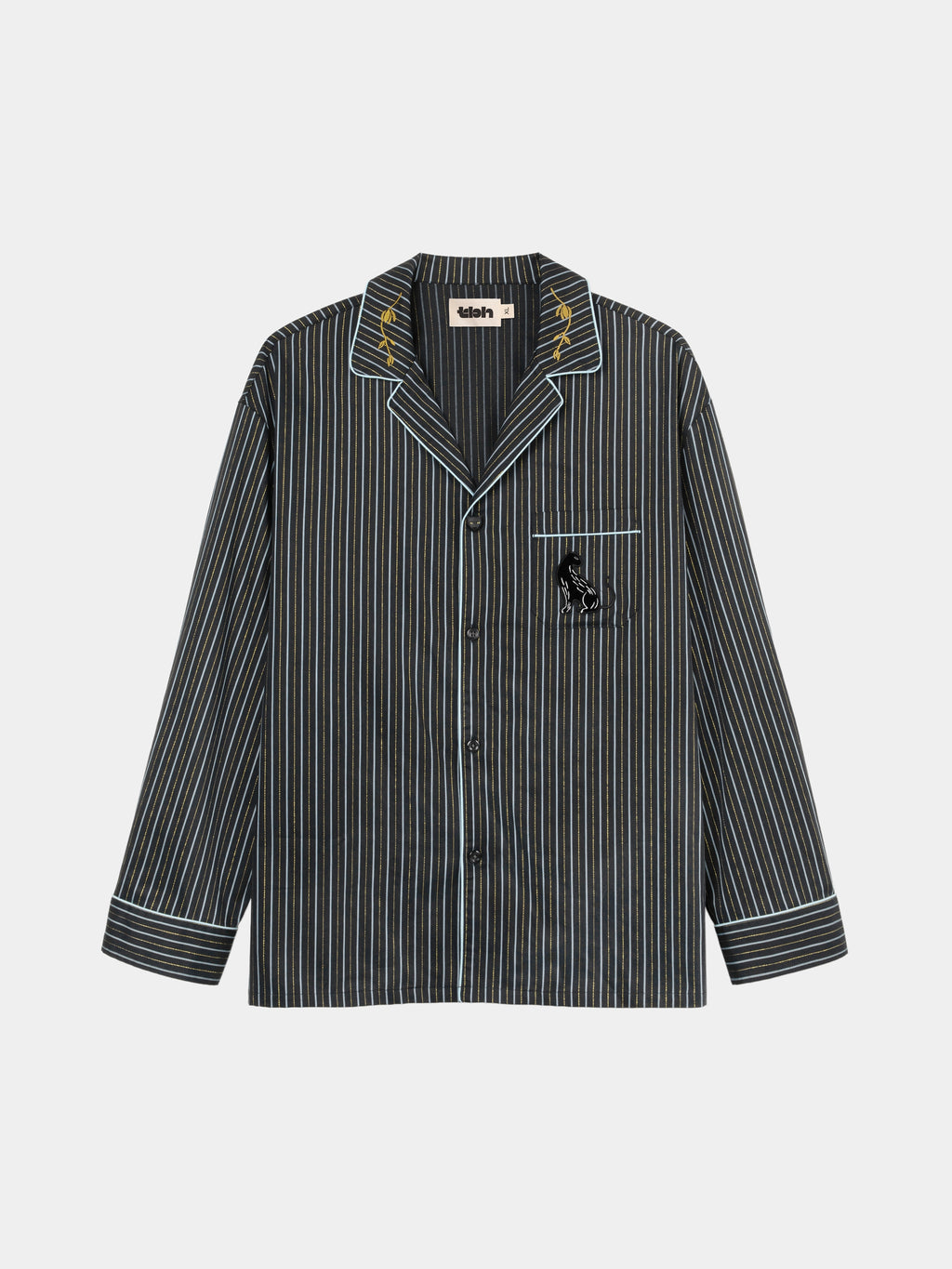 "Urban Jungle" Black Panther Tencel Cotton Blend Loungewear Set Long Sleeve – Dark Gold Stripes