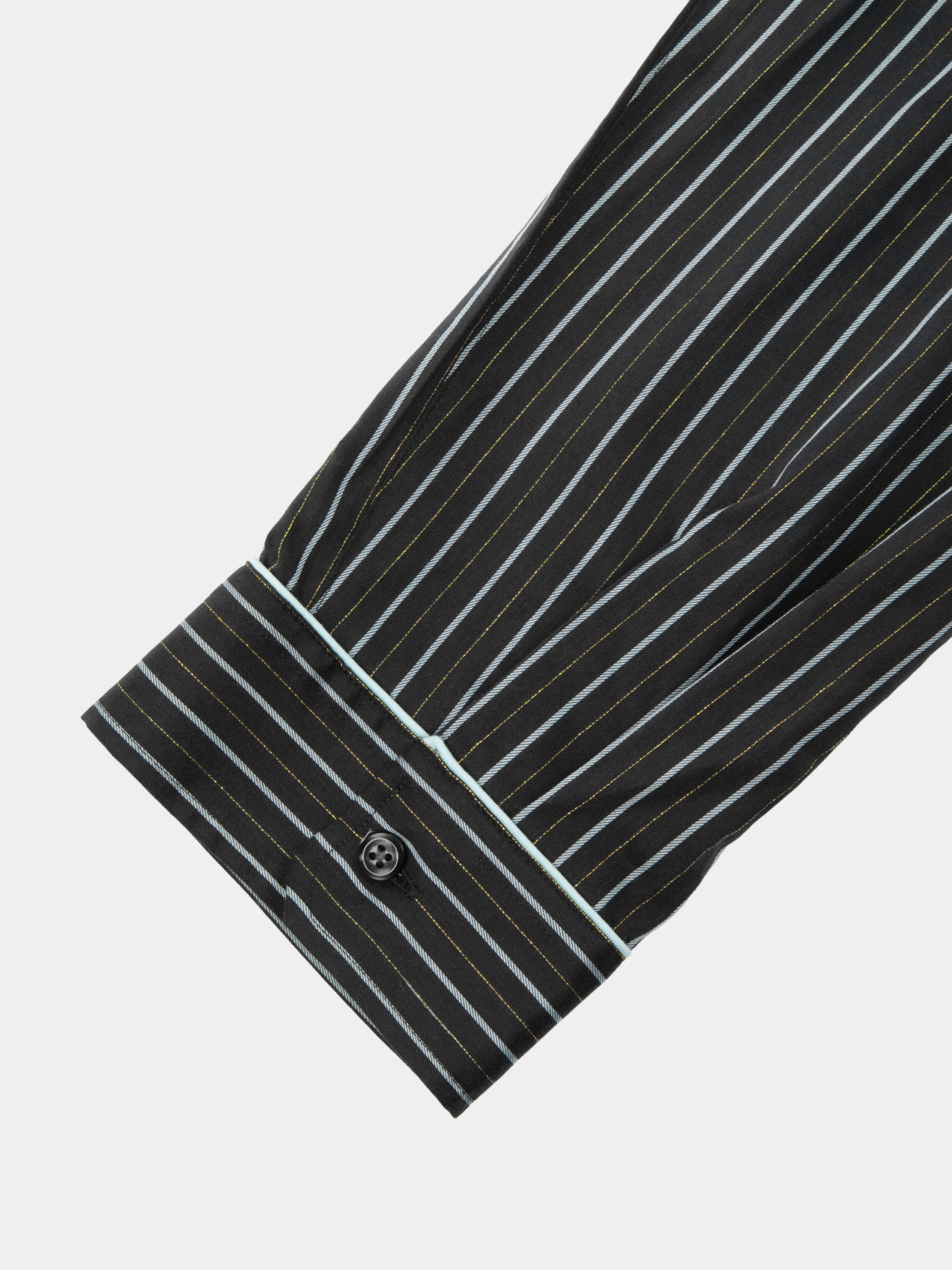 "Urban Jungle" Black Panther Tencel Cotton Blend Loungewear Set Long Sleeve – Dark Gold Stripes