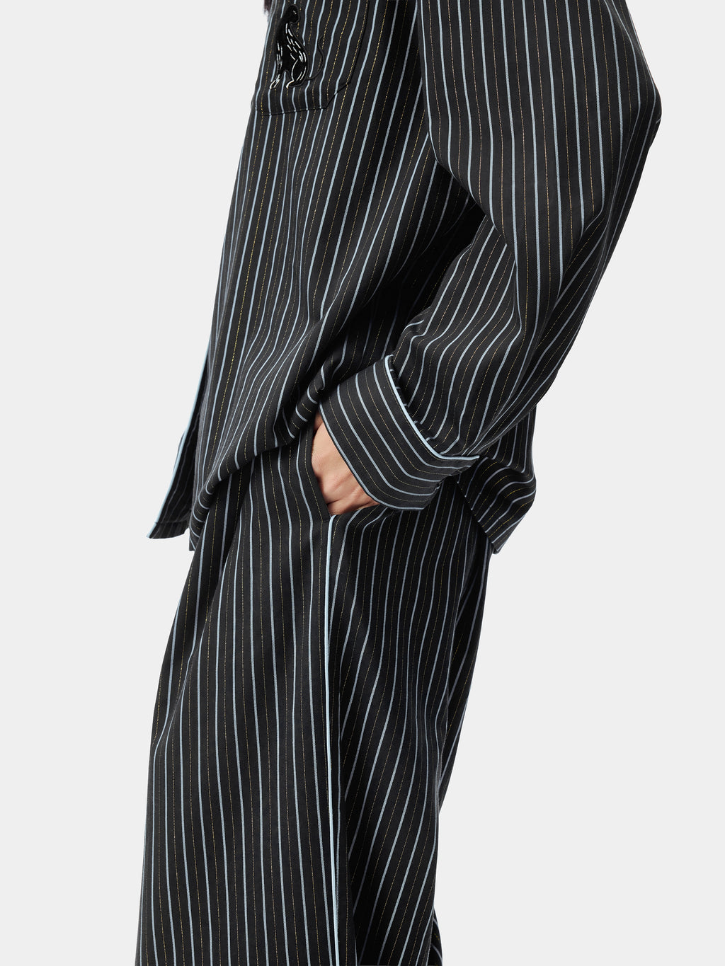"Urban Jungle" Black Panther Tencel Cotton Blend Loungewear Set Long Sleeve – Dark Gold Stripes