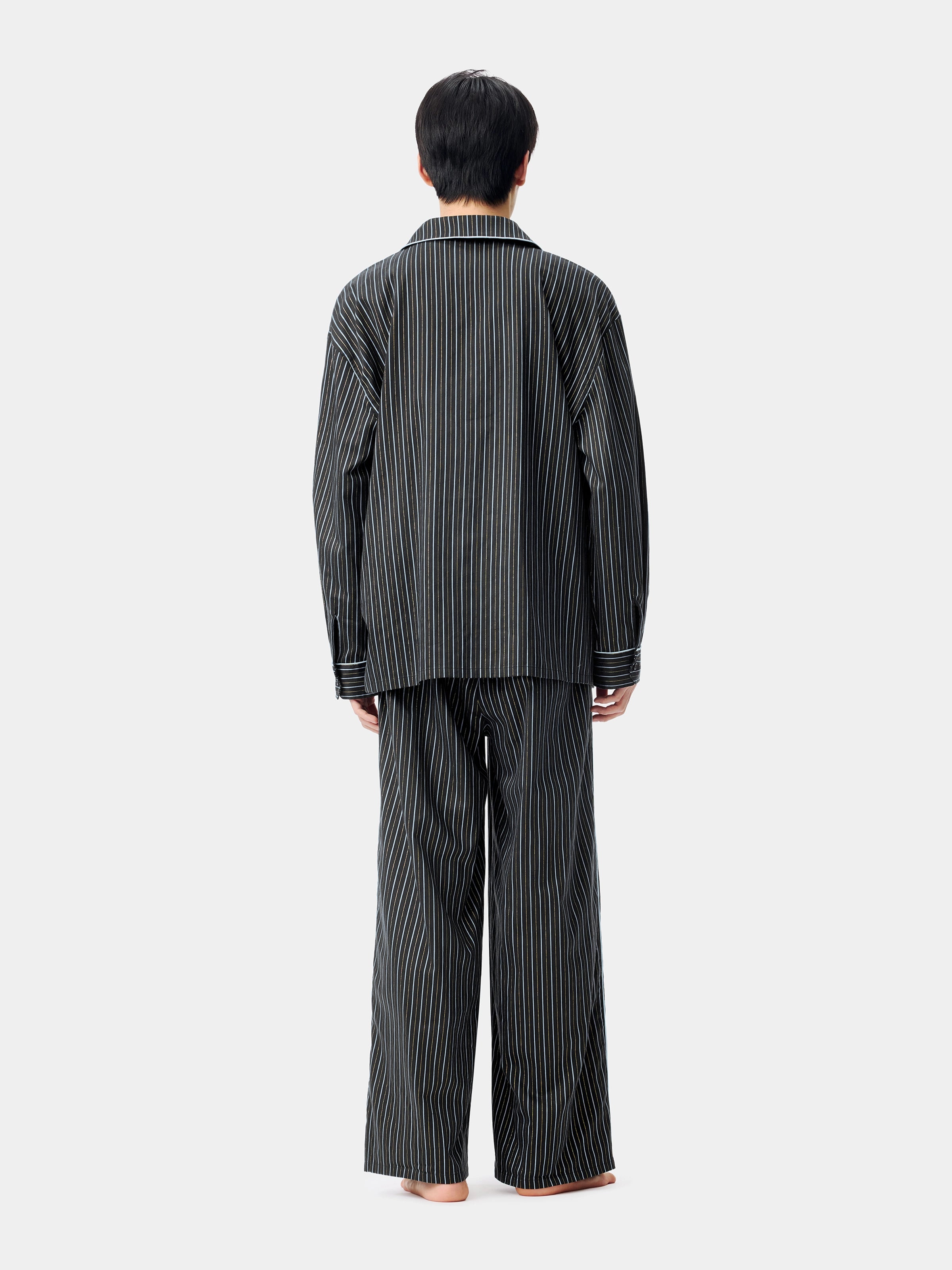 "Urban Jungle" Black Panther Tencel Cotton Blend Loungewear Set Long Sleeve – Dark Gold Stripes