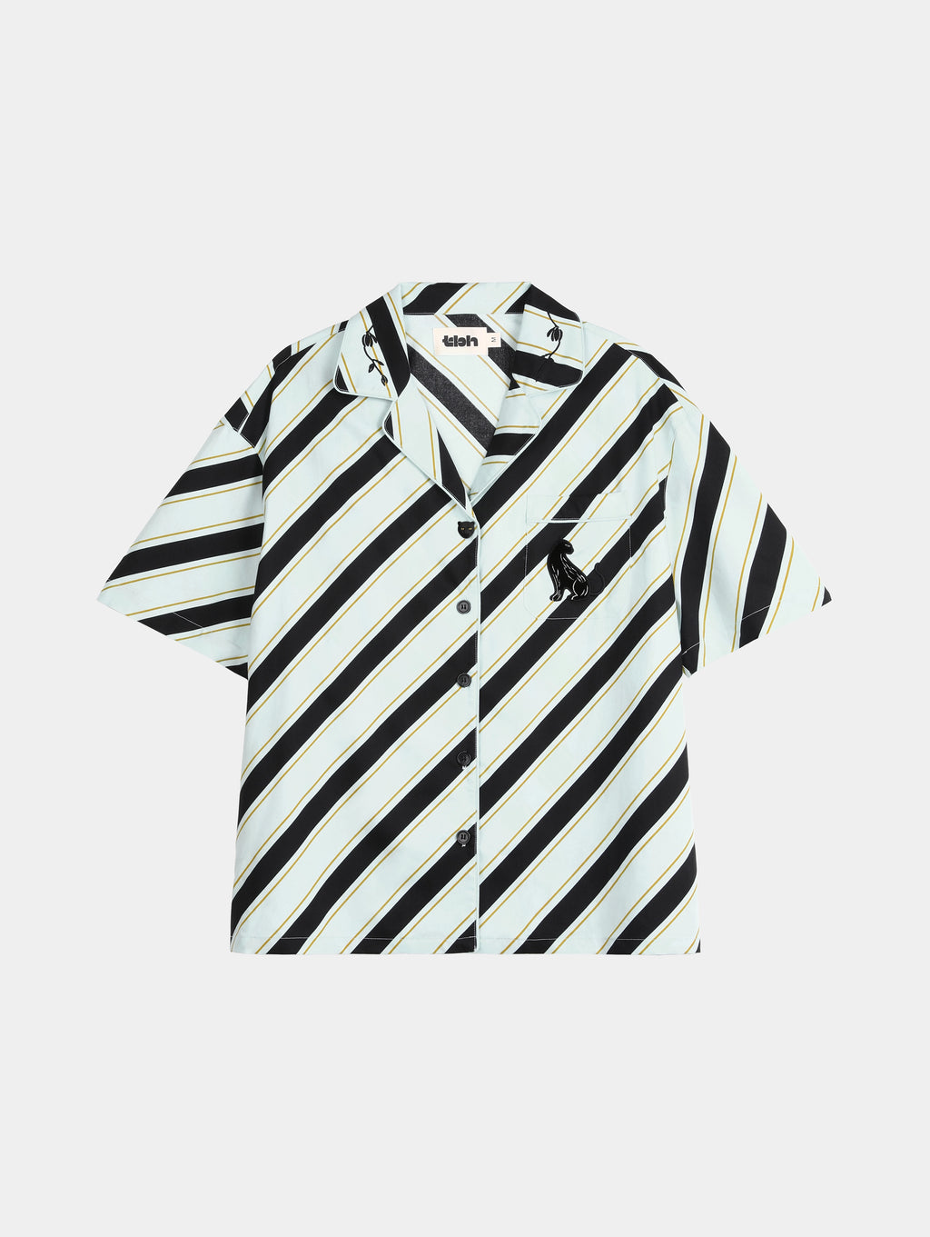 "Urban Jungle" Black Panther Tencel Cotton Blend Loungewear Set Short Sleeve – Blue & Black Stripes