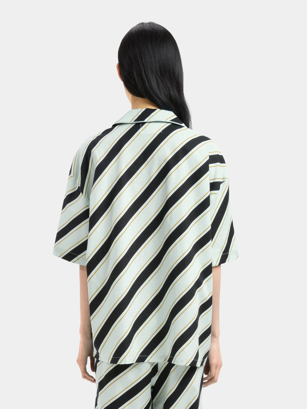"Urban Jungle" Black Panther Tencel Cotton Blend Loungewear Set Short Sleeve – Blue & Black Stripes