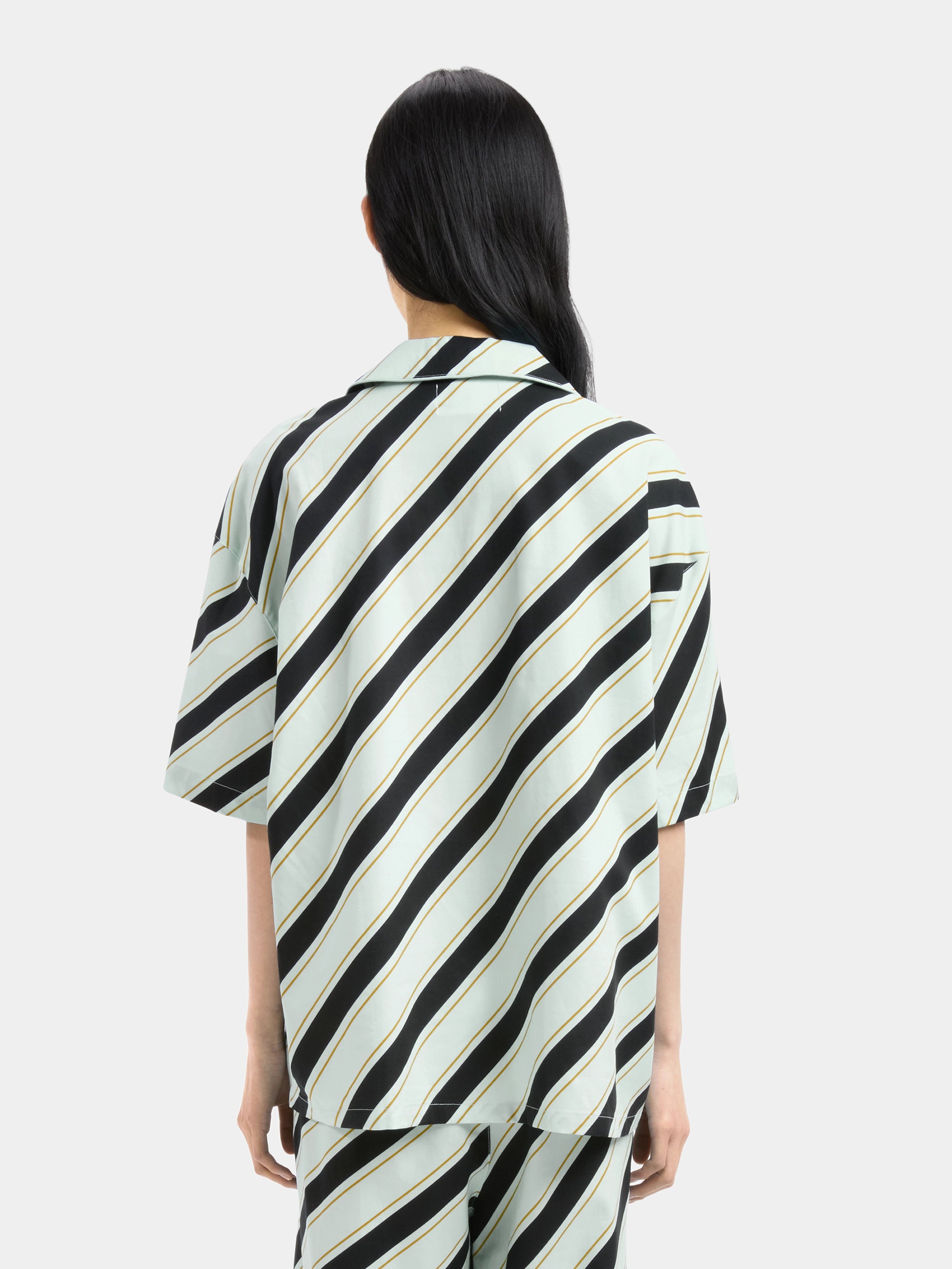 "Urban Jungle" Black Panther Tencel Cotton Blend Loungewear Set Short Sleeve – Blue & Black Stripes