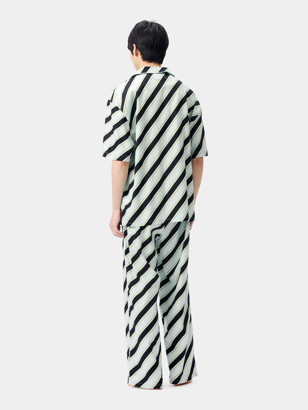 "Urban Jungle" Black Panther Tencel Cotton Blend Loungewear Set Short Sleeve – Blue & Black Stripes