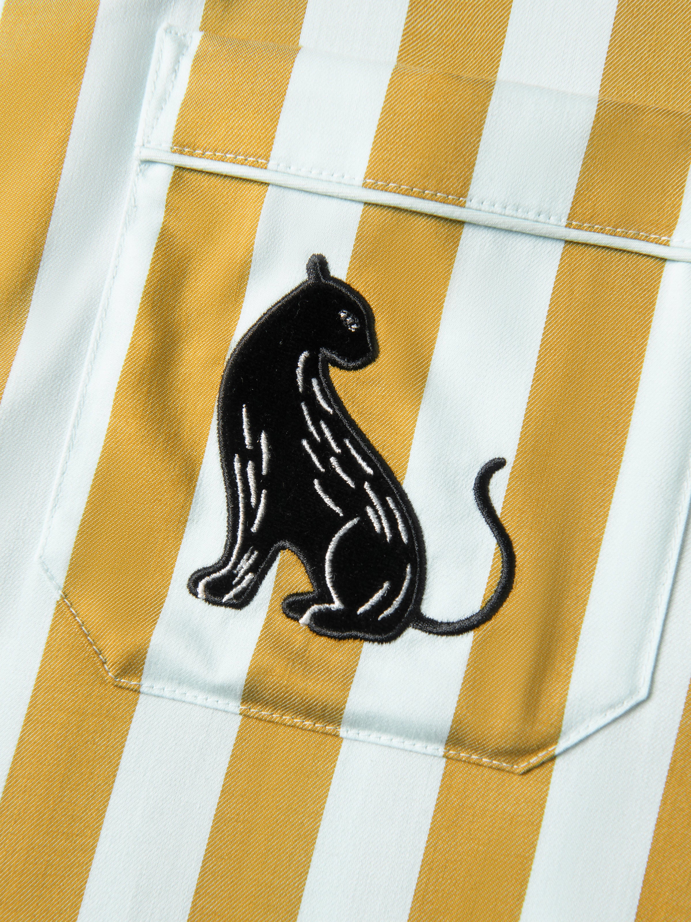 "Urban Jungle" Black Panther Tencel Cotton Blend Loungewear Set Short Sleeve – Blue & Green Stripes