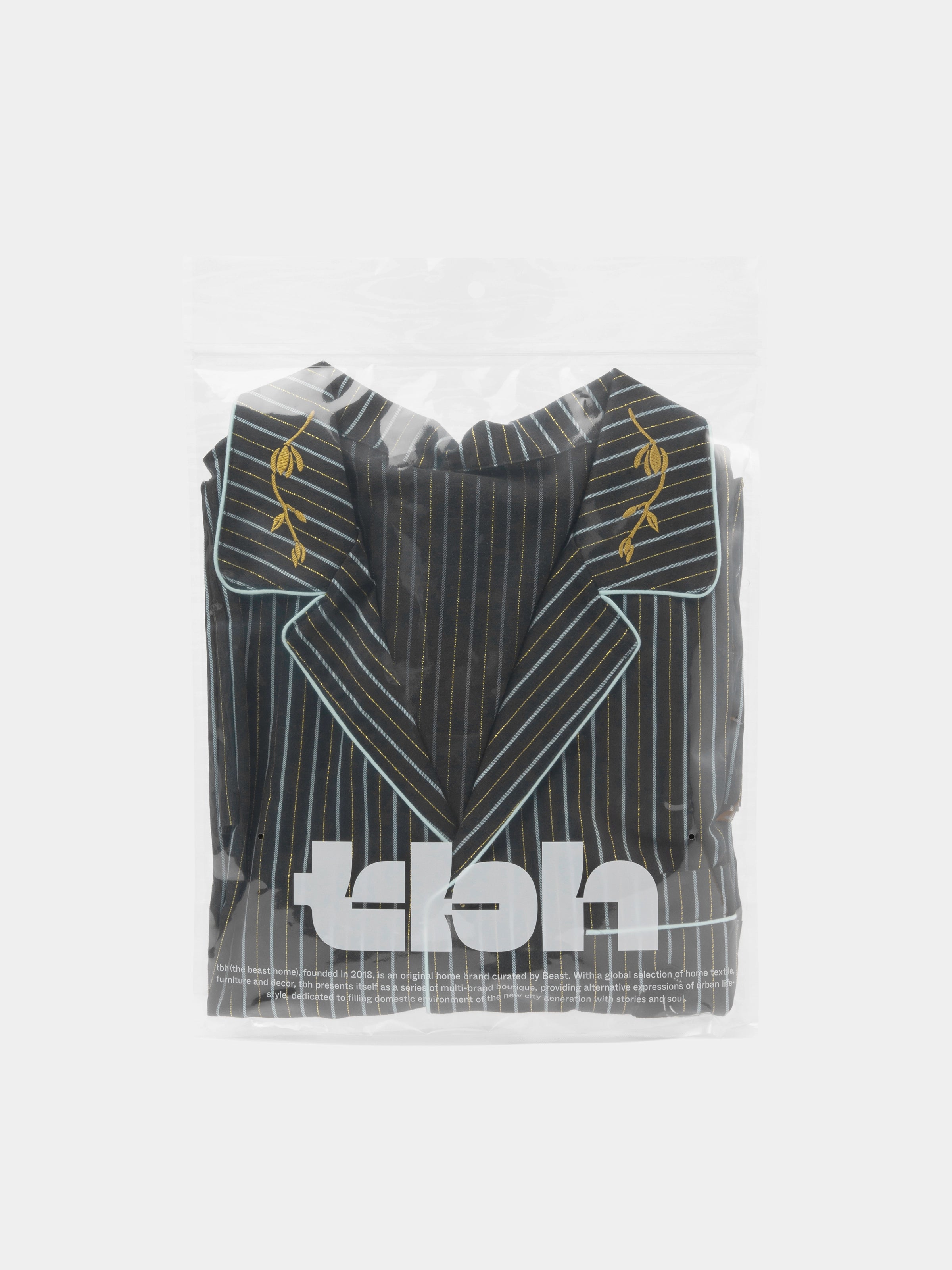"Urban Jungle" Black Panther Tencel Cotton Blend Loungewear Set Short Sleeve – Dark Gold Stripes