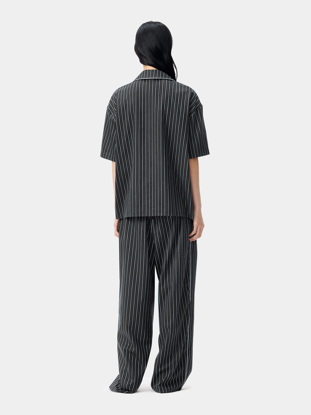 "Urban Jungle" Black Panther Tencel Cotton Blend Loungewear Set Short Sleeve – Dark Gold Stripes