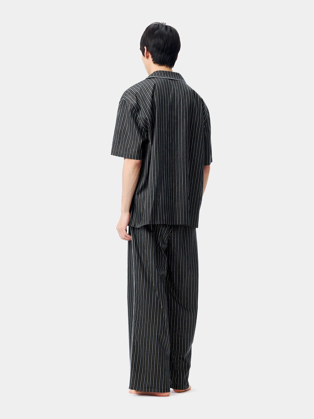 "Urban Jungle" Black Panther Tencel Cotton Blend Loungewear Set Short Sleeve – Dark Gold Stripes