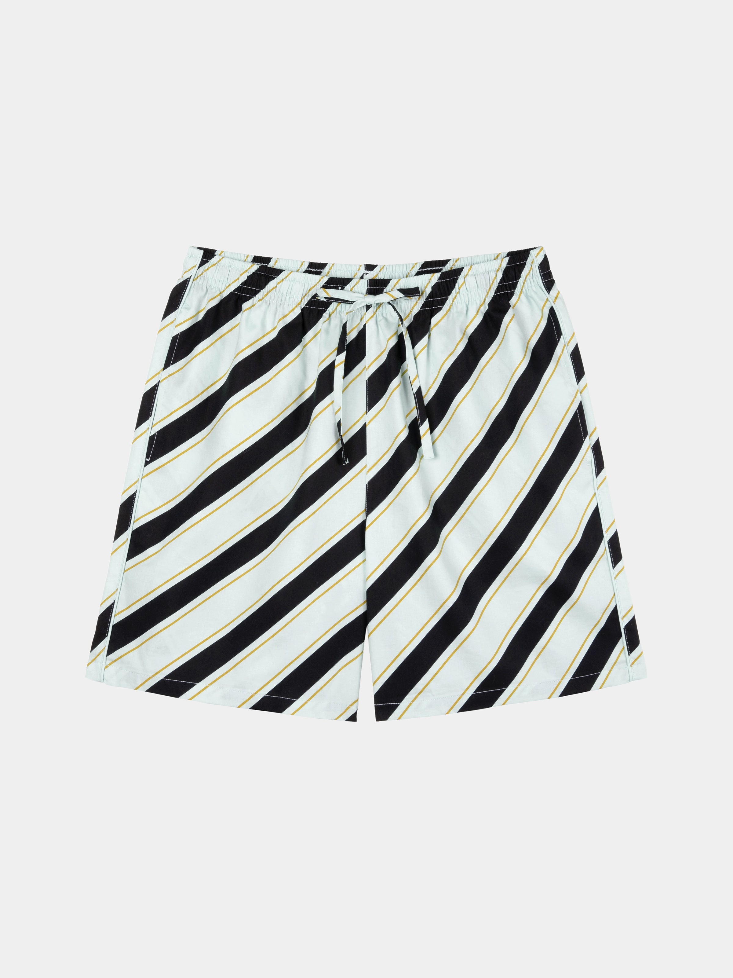 "Urban Jungle" Black Panther Tencel Cotton Blend Loungewear Set Short Sleeve & Shorts – Blue & Black Stripes