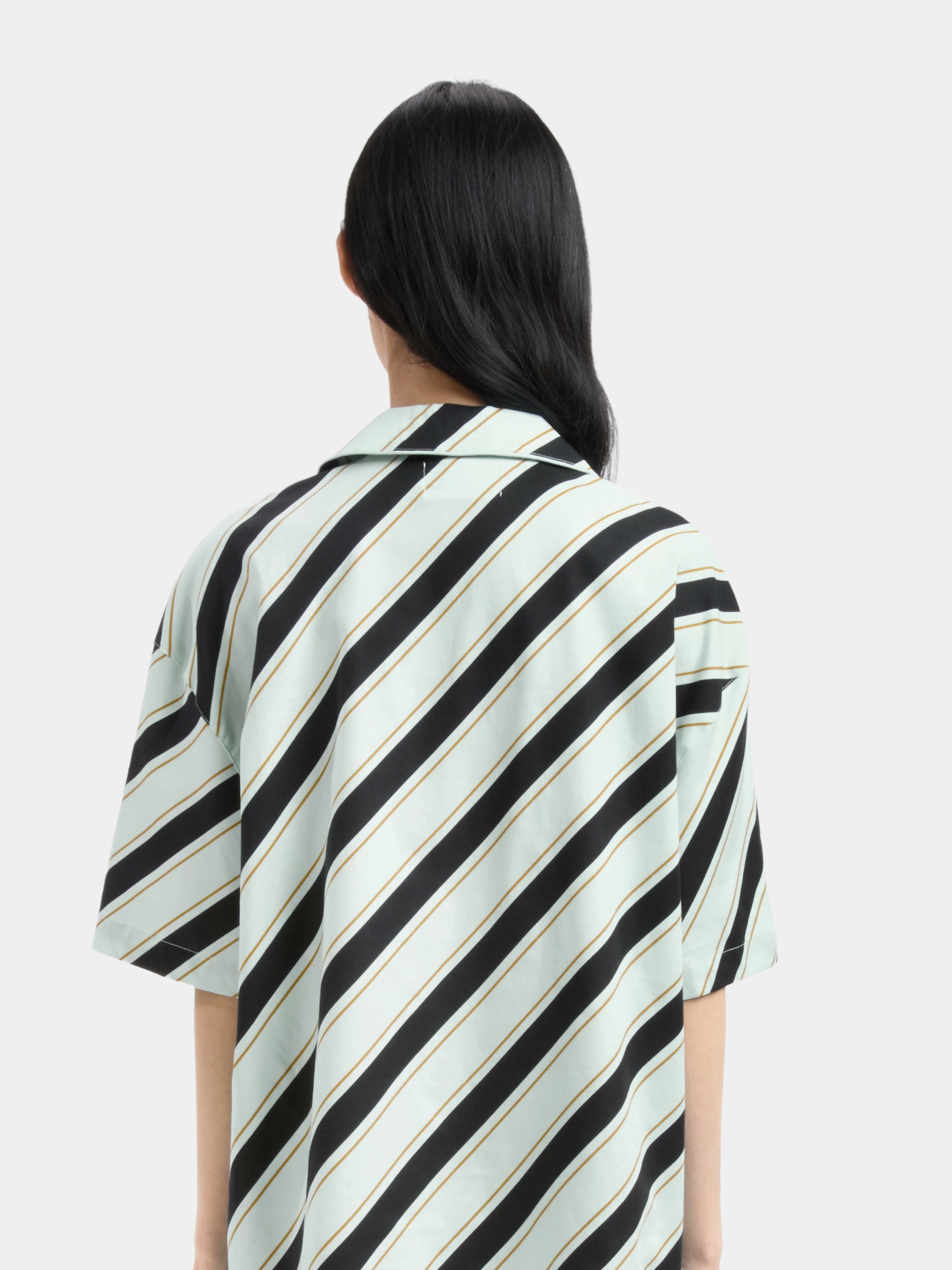 "Urban Jungle" Black Panther Tencel Cotton Blend Loungewear Set Short Sleeve & Shorts – Blue & Black Stripes