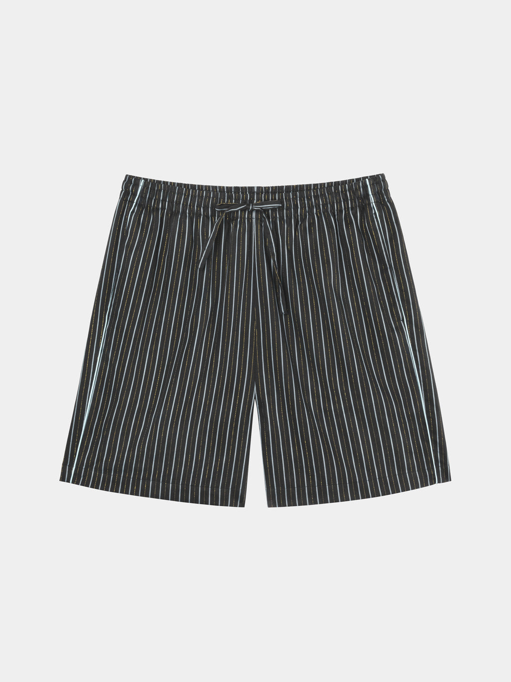 "Urban Jungle" Black Panther Tencel Cotton Blend Loungewear Set Short Sleeve & Shorts – Dark Gold Stripes