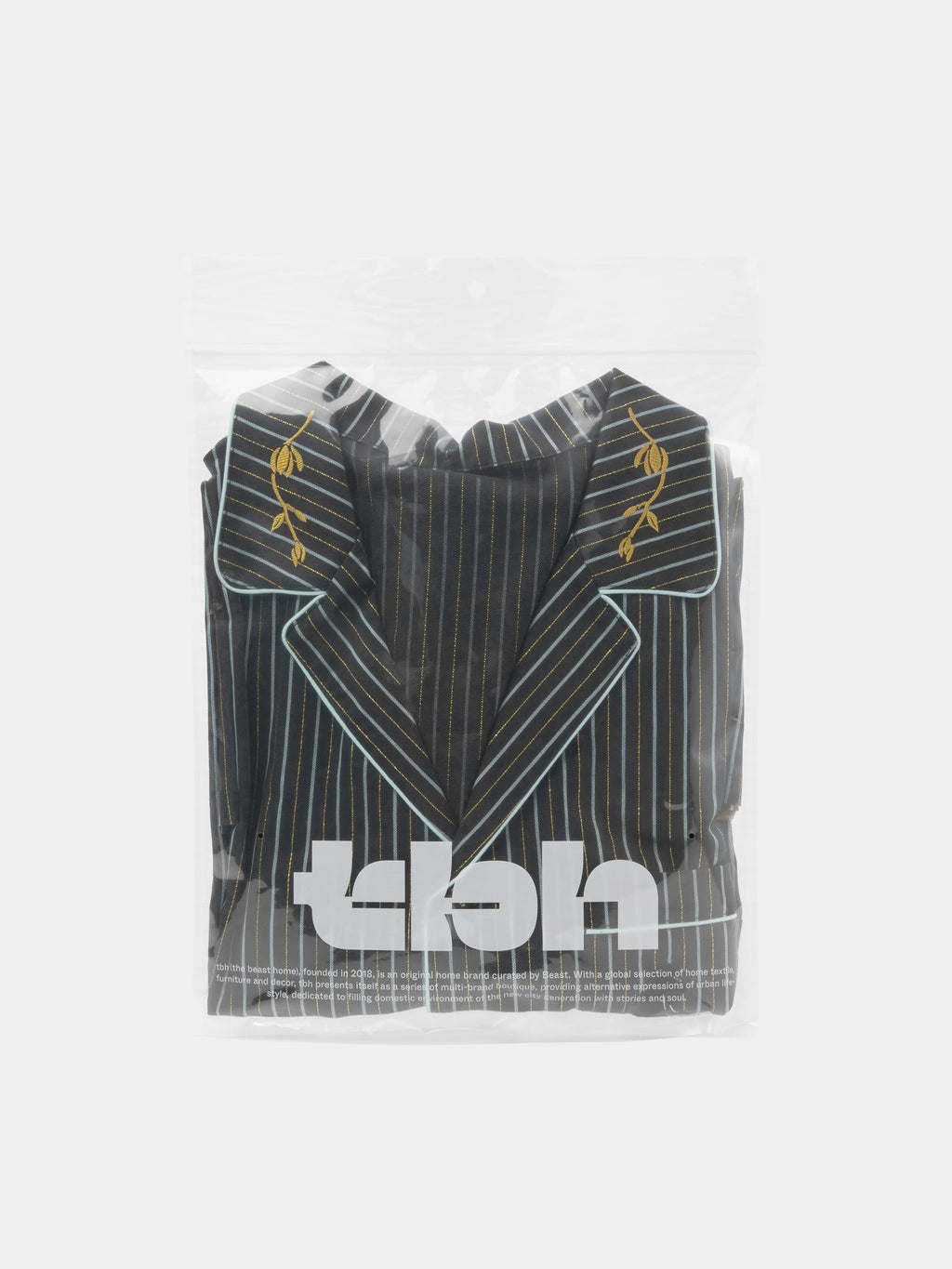 "Urban Jungle" Black Panther Tencel Cotton Blend Loungewear Set Short Sleeve & Shorts – Dark Gold Stripes