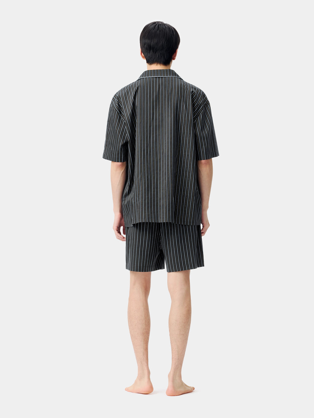 "Urban Jungle" Black Panther Tencel Cotton Blend Loungewear Set Short Sleeve & Shorts – Dark Gold Stripes