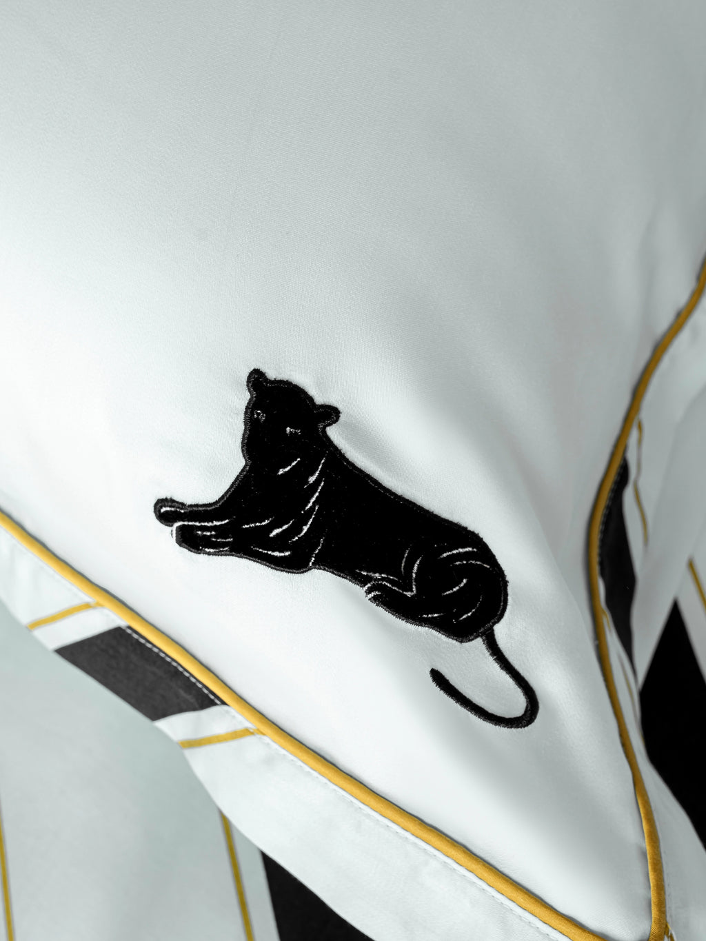 "Urban Jungle" Black Panther Tencel Printed Bedding Set – Blue & Black Stripes