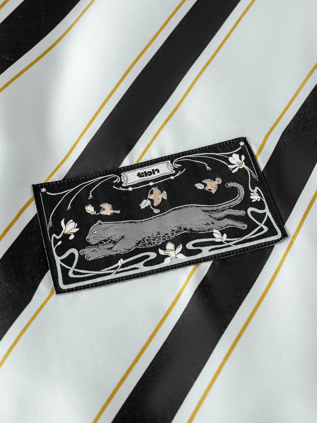 "Urban Jungle" Black Panther Tencel Printed Bedding Set – Blue & Black Stripes