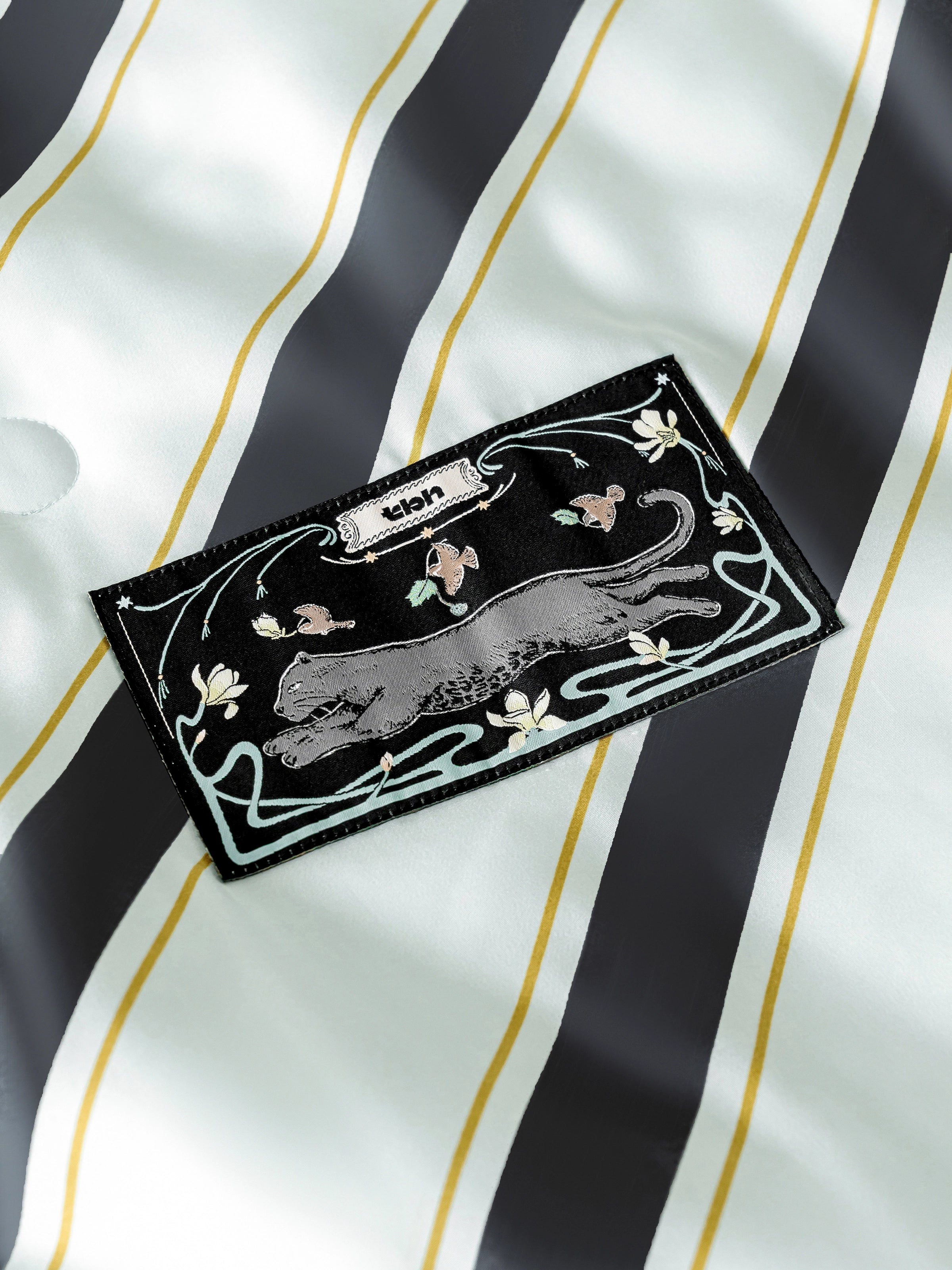 "Urban Jungle" Black Panther Tencel Printed Summer Quilt – Blue & Black Stripes