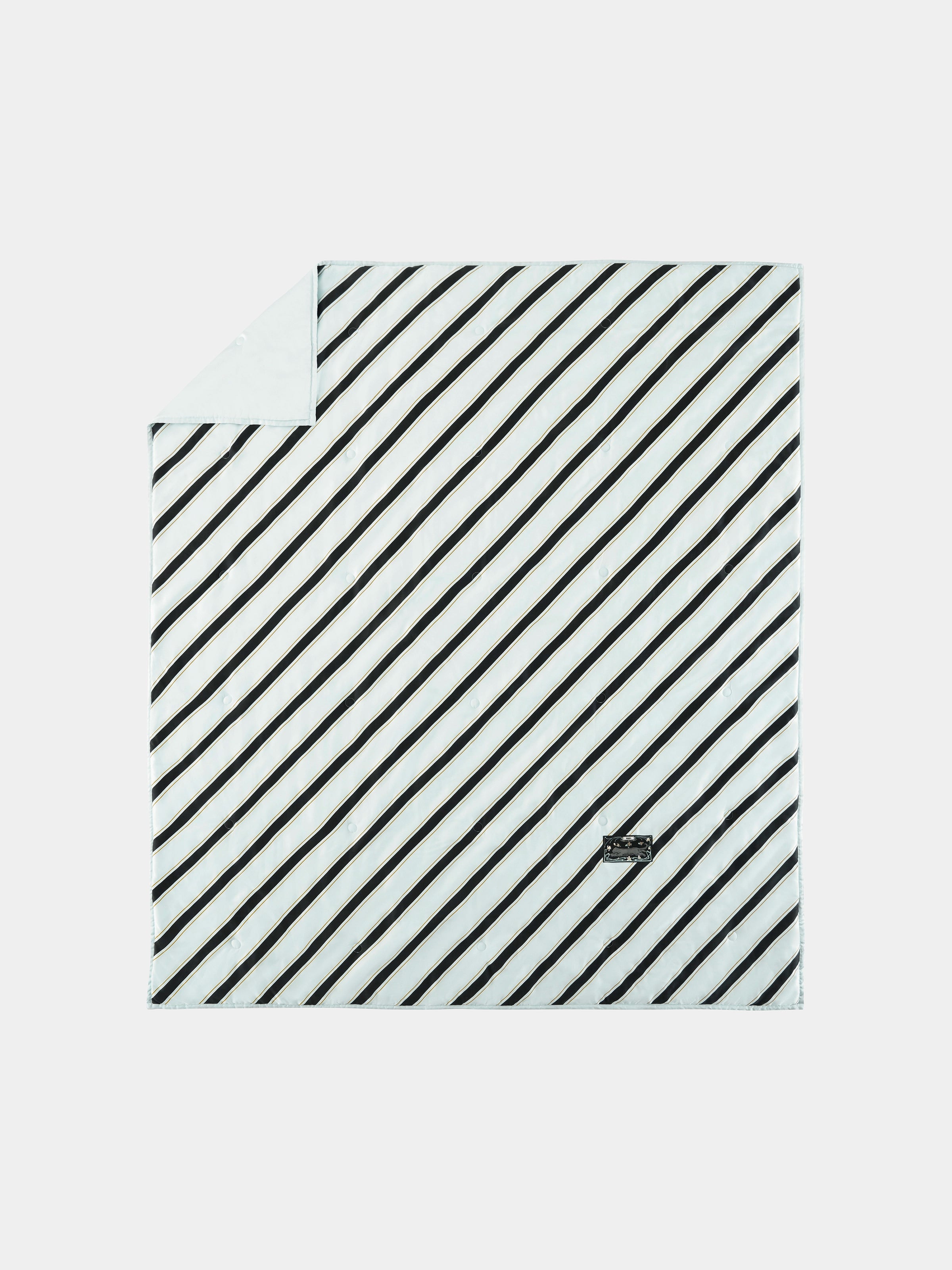 "Urban Jungle" Black Panther Tencel Printed Summer Quilt – Blue & Black Stripes