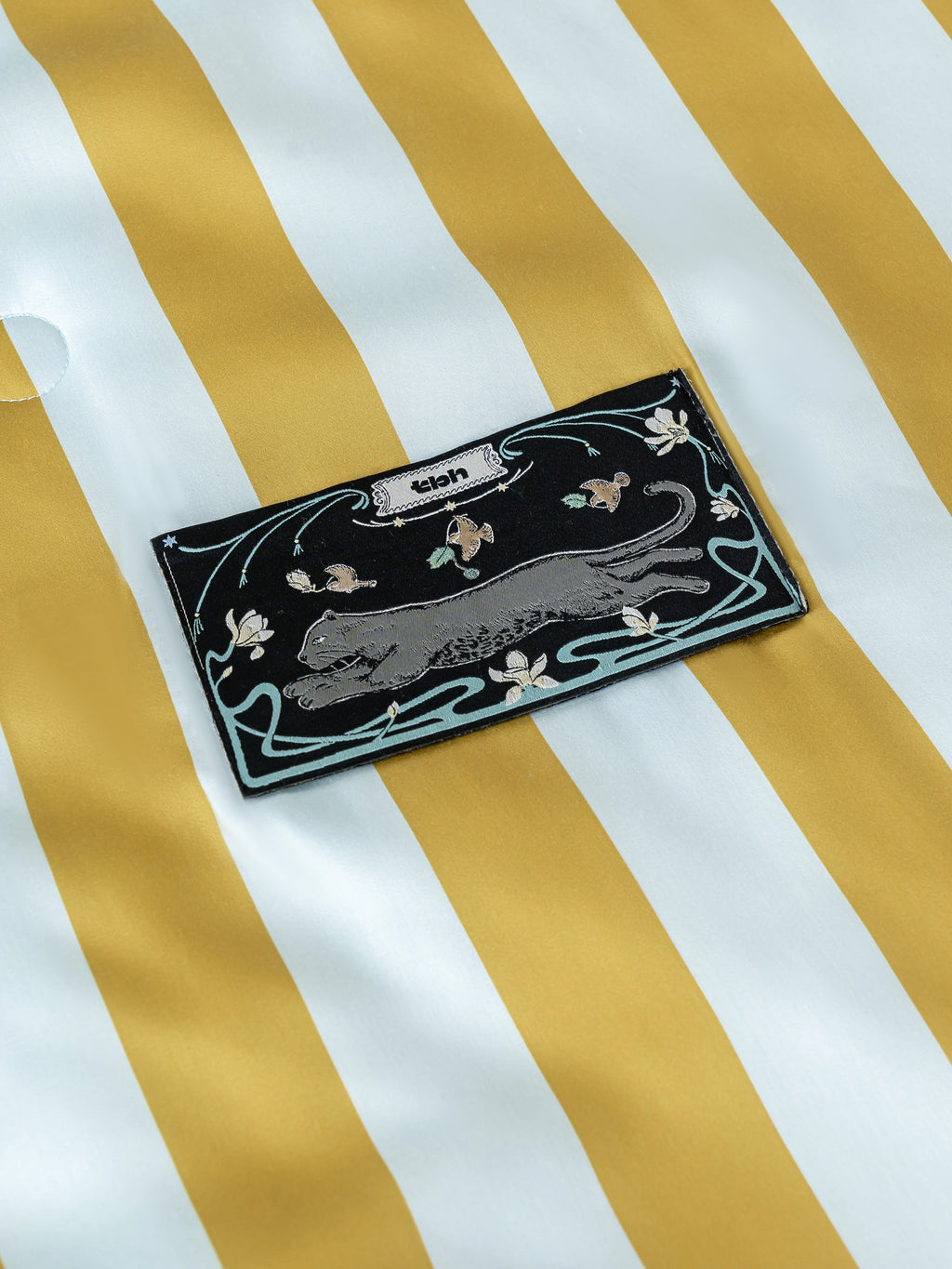 "Urban Jungle" Black Panther Tencel Printed Summer Quilt – Blue & Green Stripes