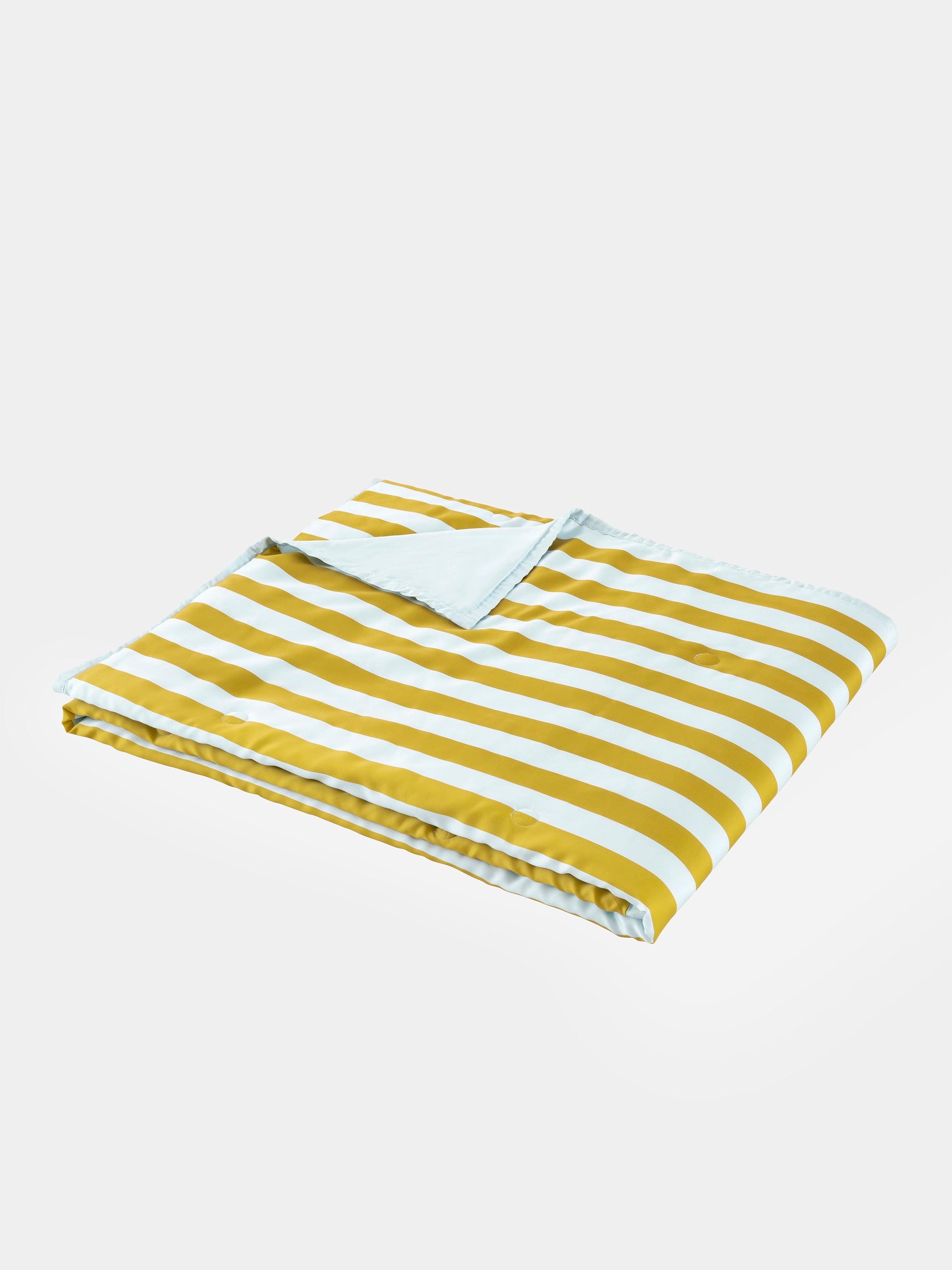 "Urban Jungle" Black Panther Tencel Printed Summer Quilt – Blue & Green Stripes
