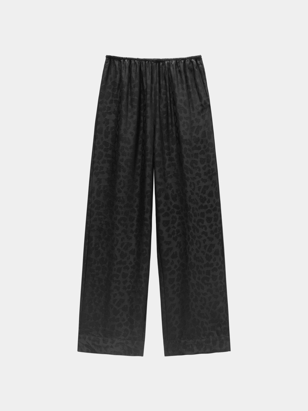"Urban Jungle" Black Panther 19 Momme Machine-Washable Silk Jacquard Loungewear Set Long Sleeve – Black Leopard