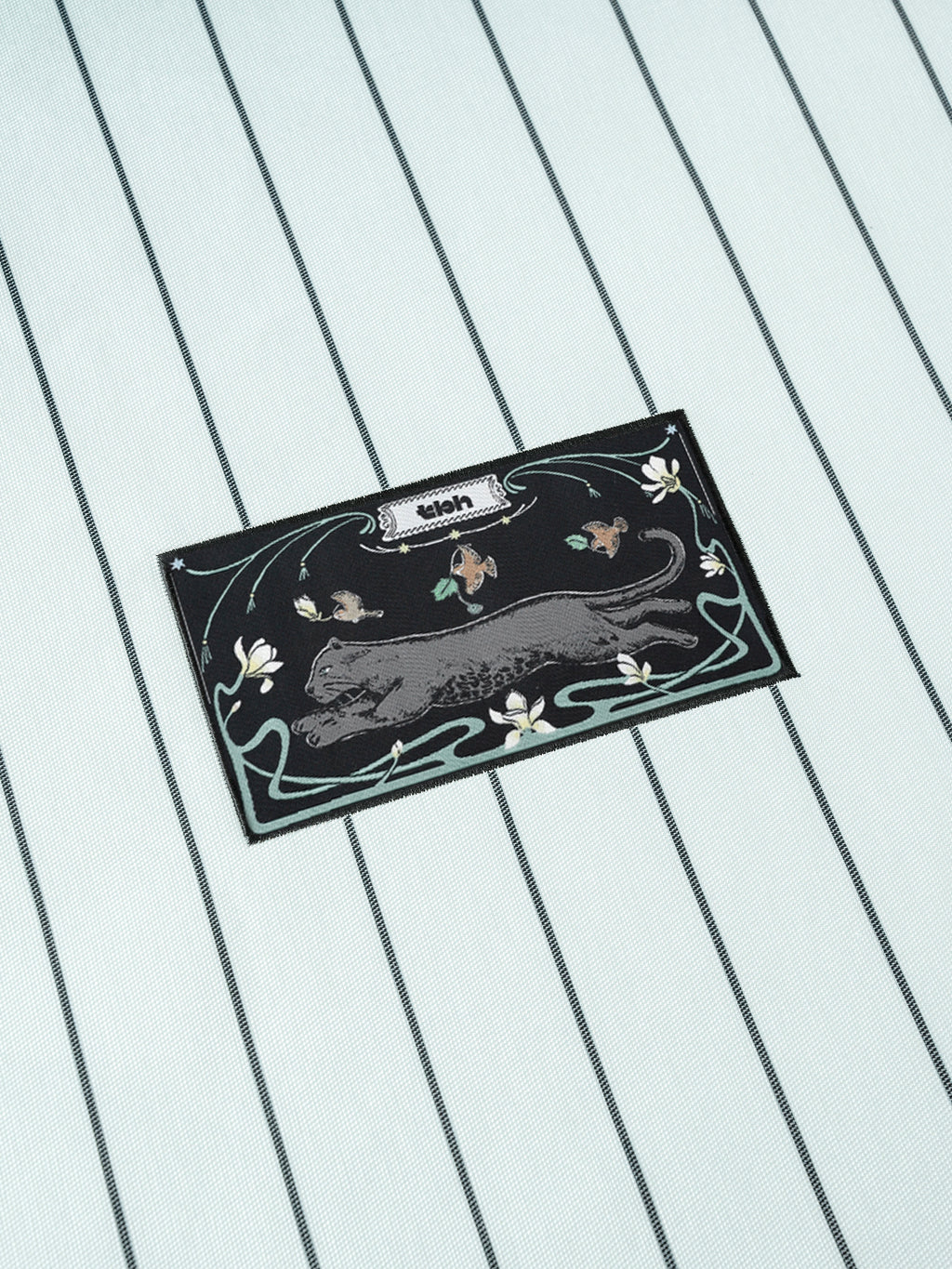 "Urban Jungle" Black Panther Cooling Bed Mat Set – Blue & Black Stripes