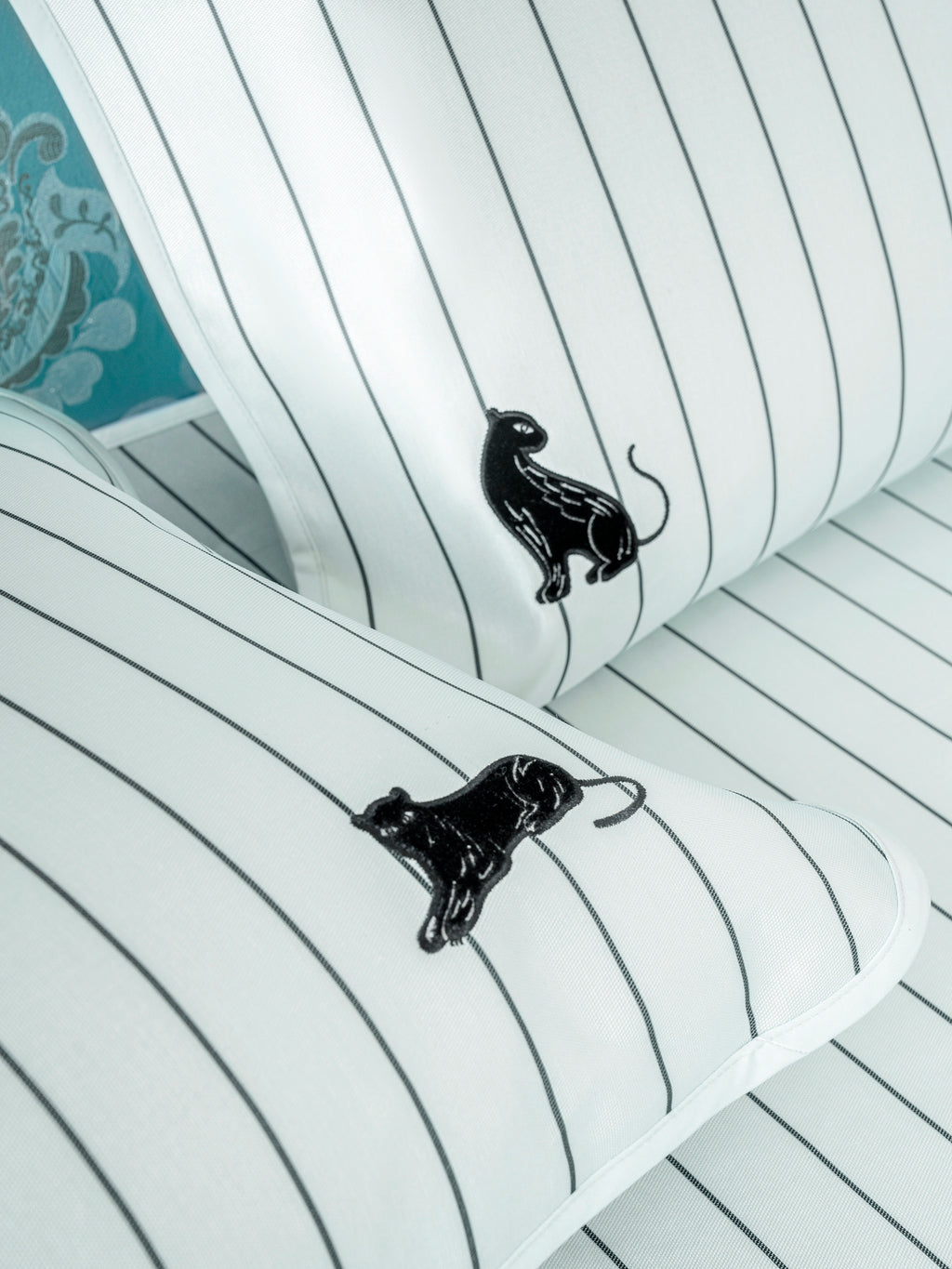 "Urban Jungle" Black Panther Cooling Bed Mat Set – Blue & Black Stripes