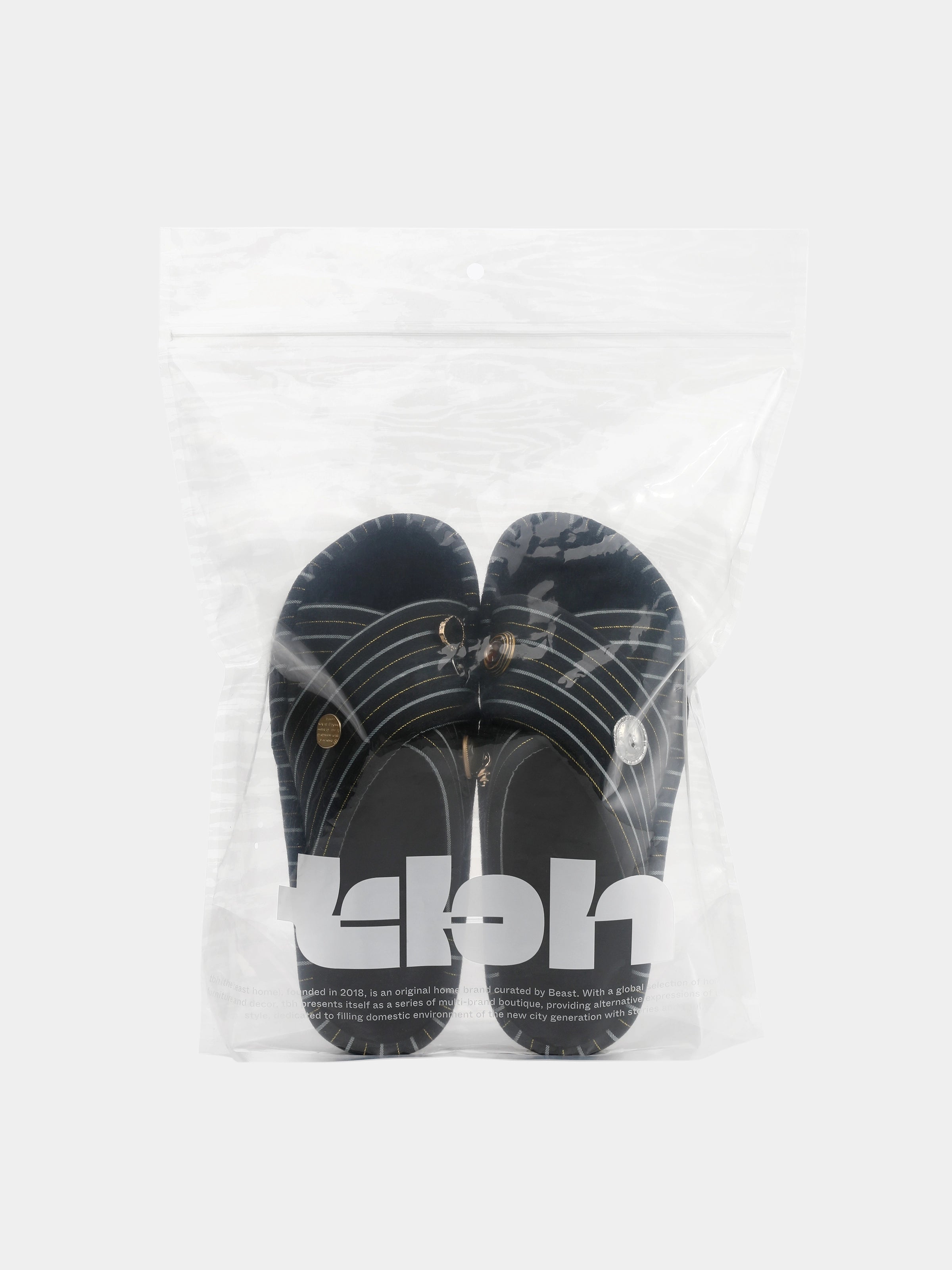 "Urban Jungle" Black Panther Cross-Strap Slippers – Dark Gold Stripes