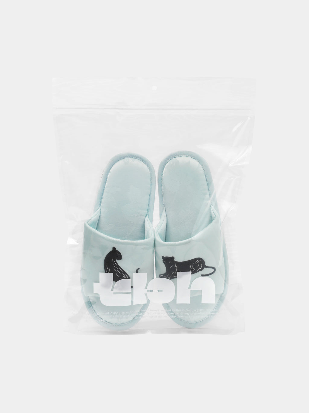 "Urban Jungle" Black Panther Jacquard Open-Toe Slippers – Mist Blue