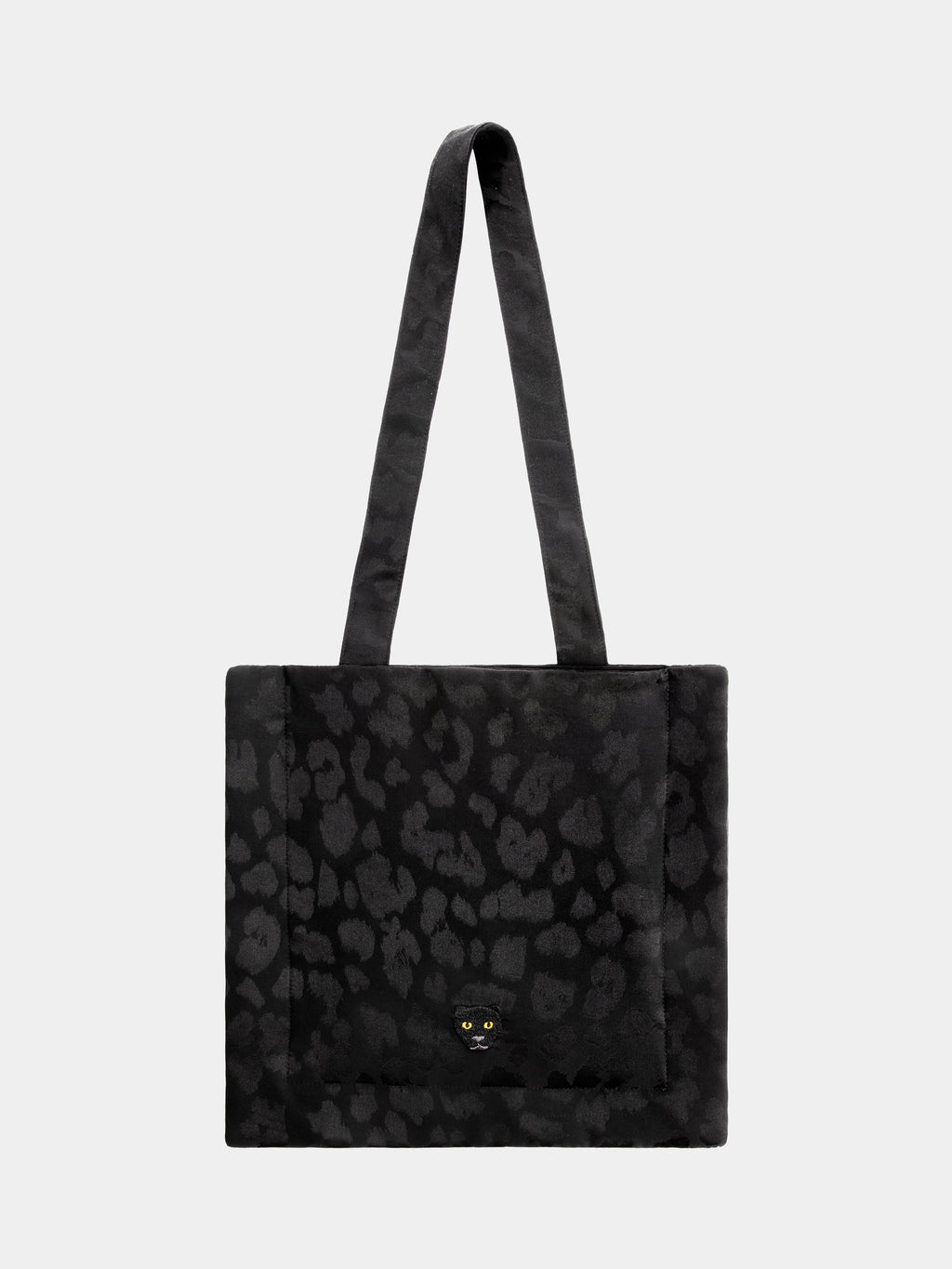 "Urban Jungle" Black Panther Machine-Washable Silk Tote Bag – Black Leopard