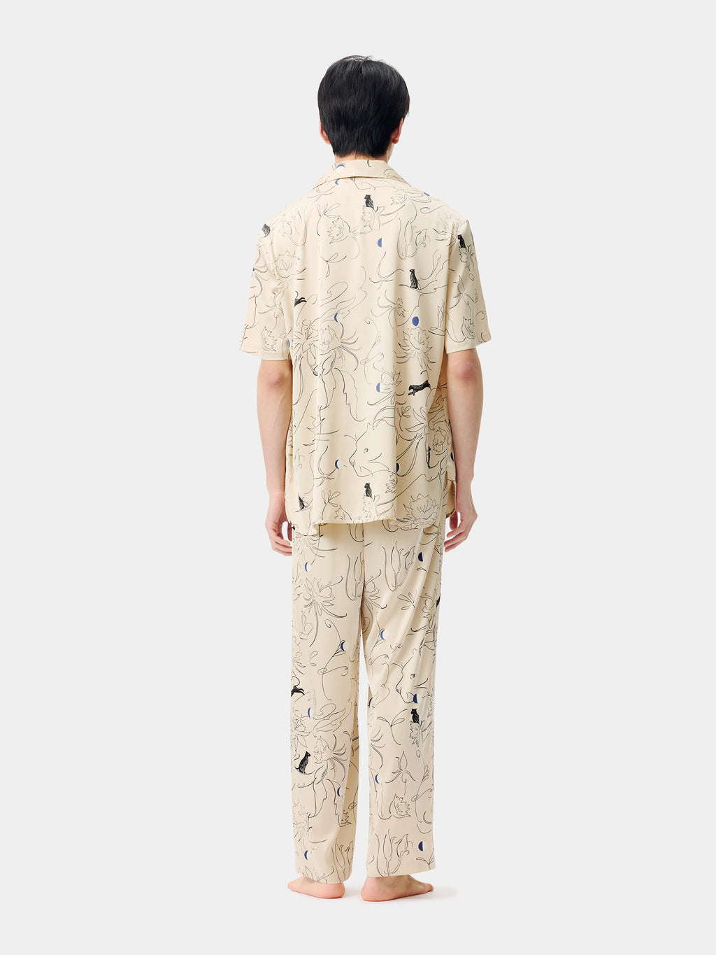 "Urban Jungle" Satin Loungewear Set Short Sleeve & Pants – Dune Gold
