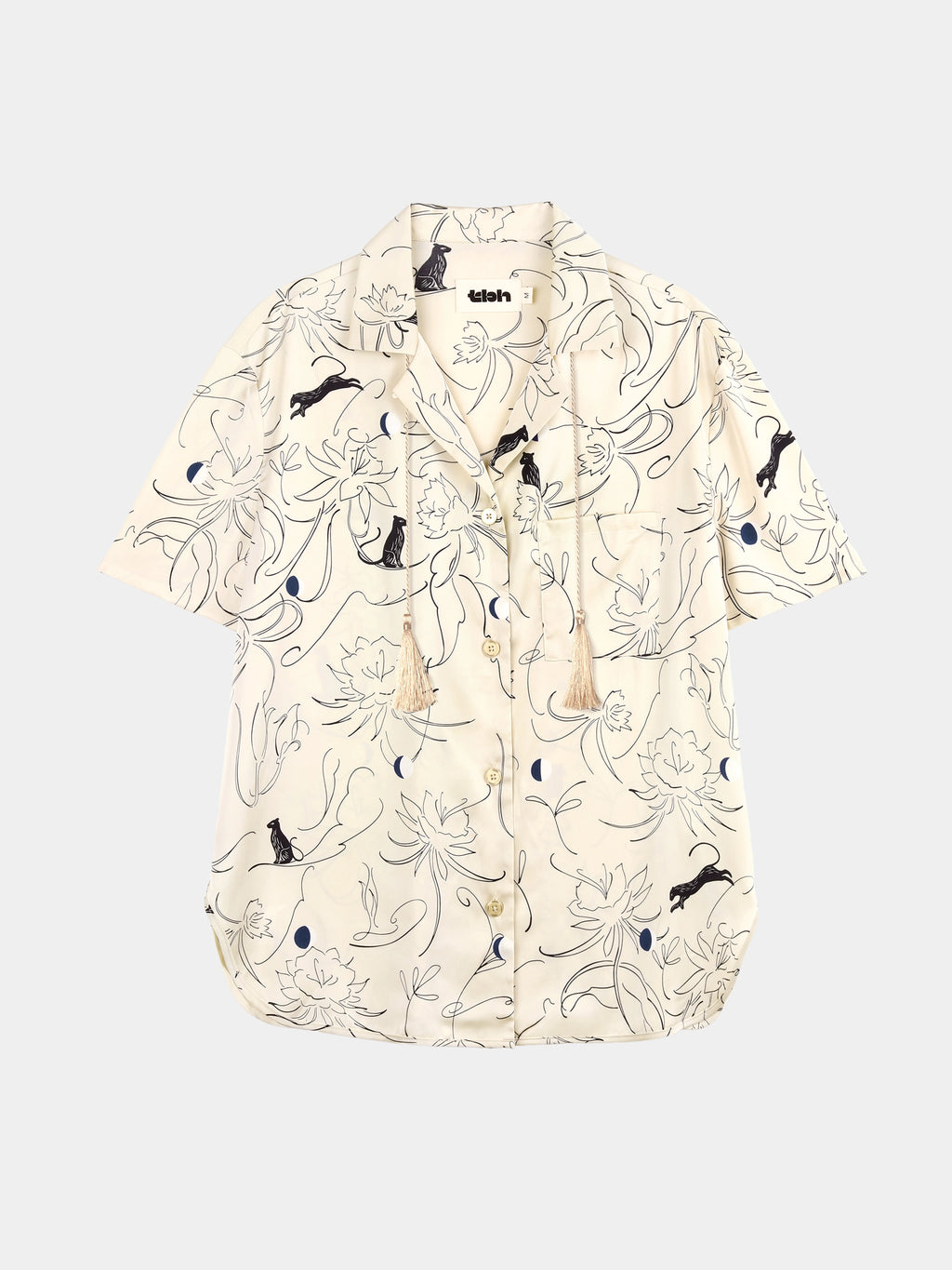 "Urban Jungle" Satin Loungewear Set Short Sleeve – Dune Gold