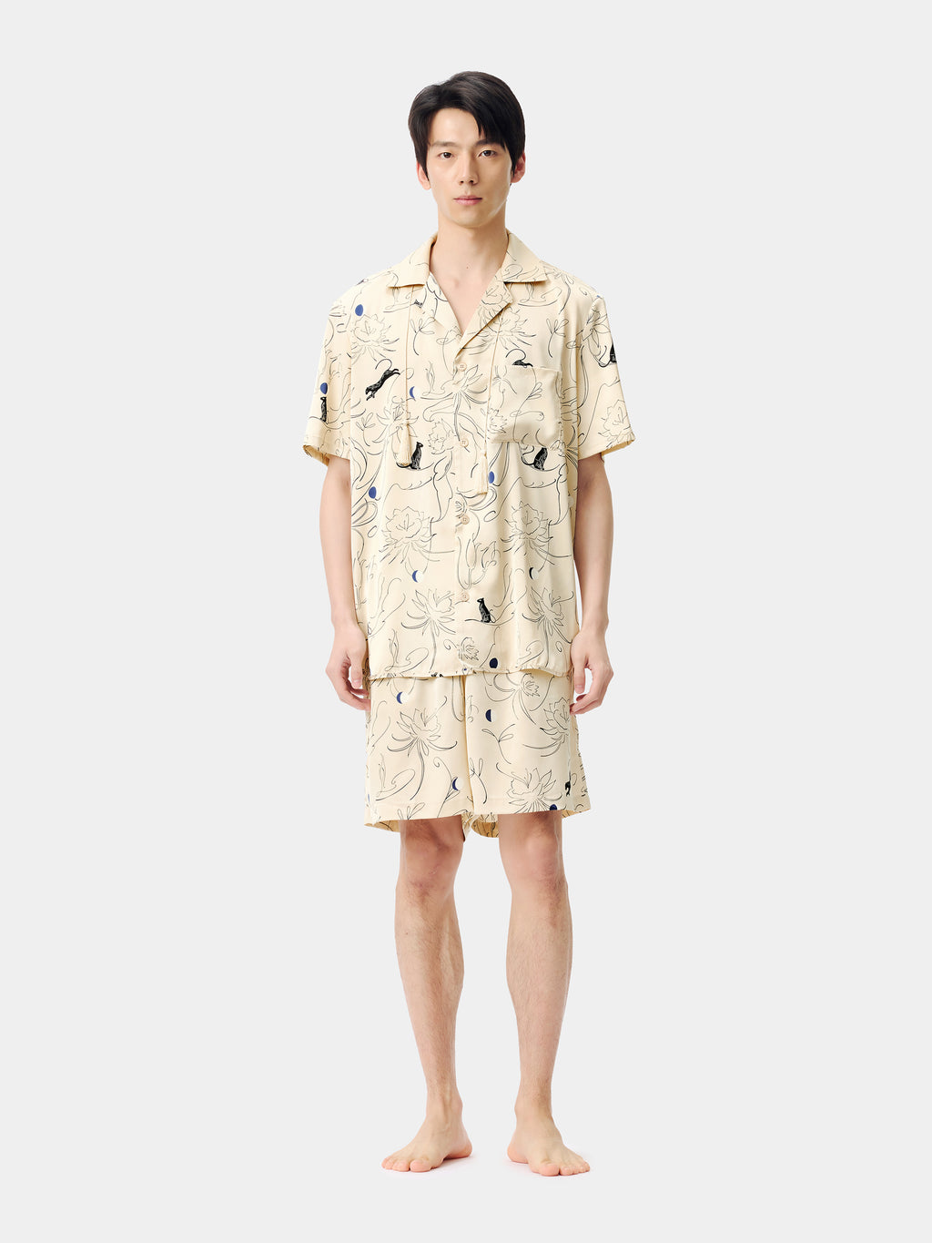 "Urban Jungle" Satin Loungewear Set Short Sleeve – Dune Gold