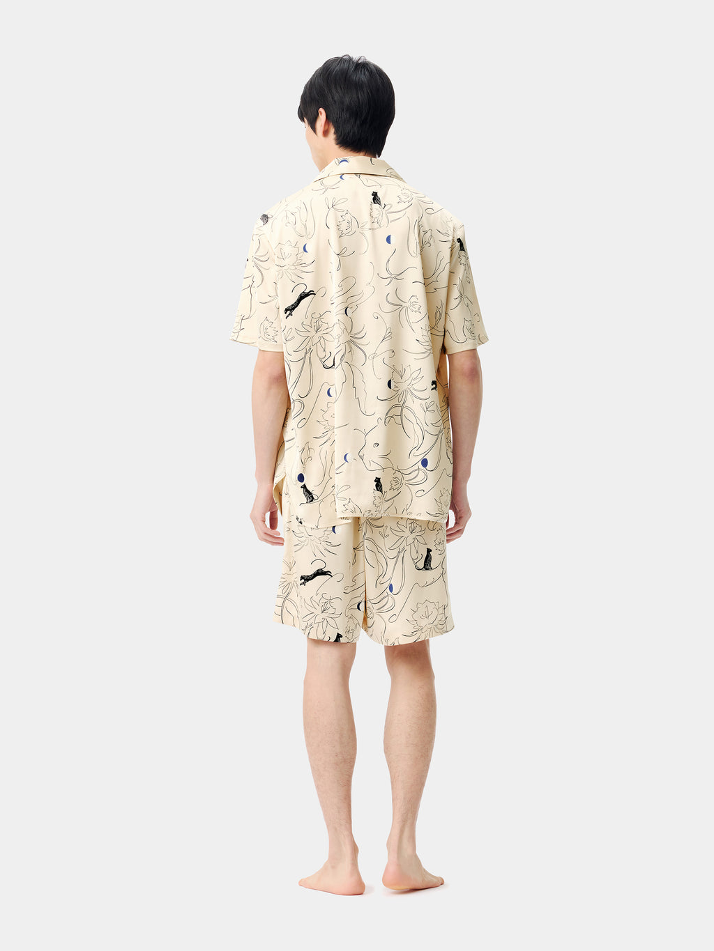 "Urban Jungle" Satin Loungewear Set Short Sleeve – Dune Gold