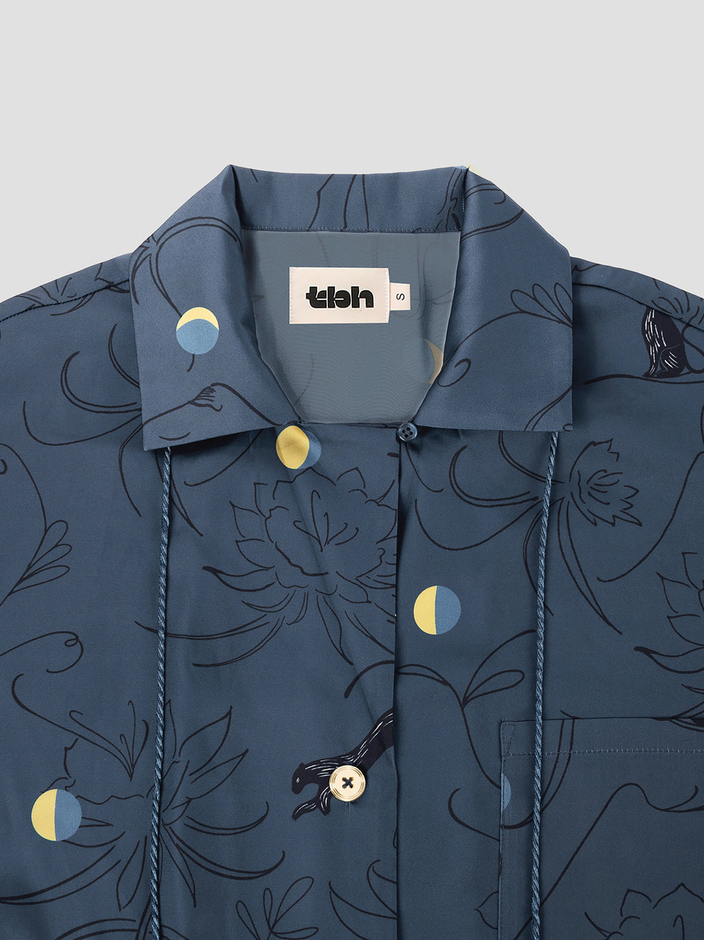 "Urban Jungle" Satin Loungewear Set Short Sleeve – Night Blue
