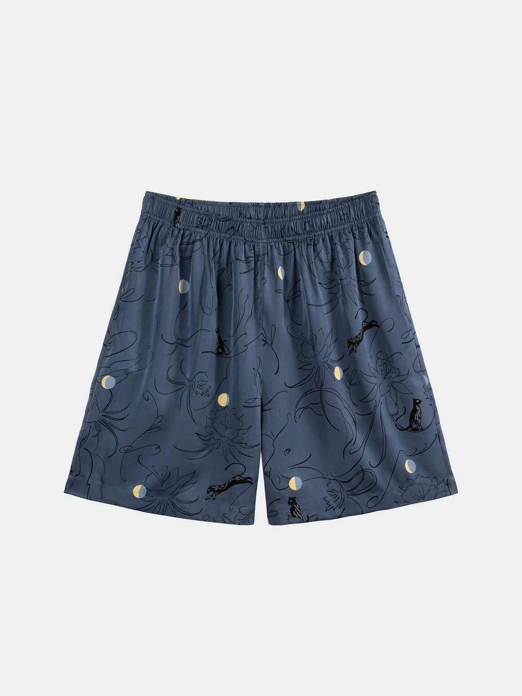 "Urban Jungle" Satin Loungewear Set Short Sleeve – Night Blue