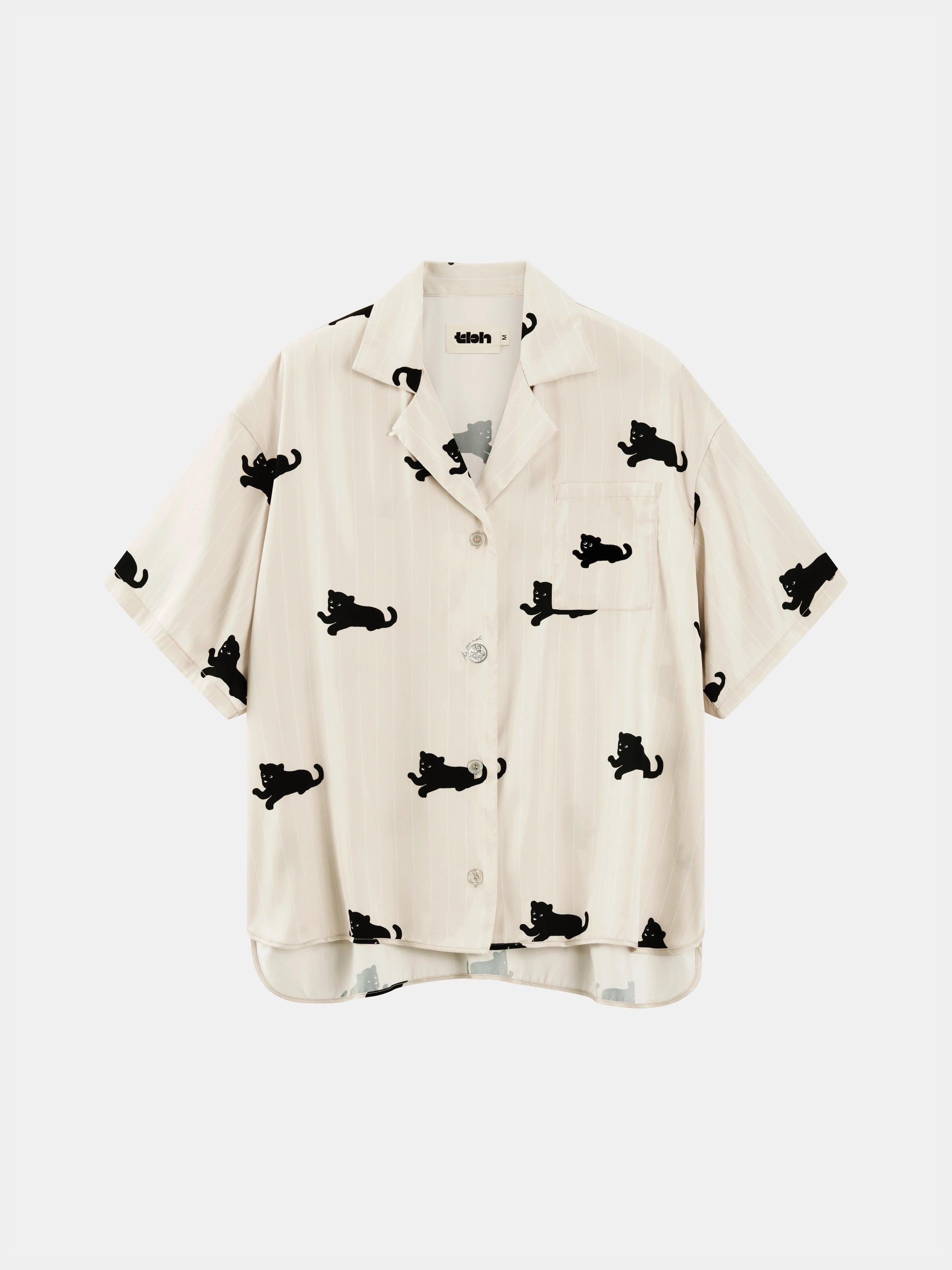 "Urban Jungle" Satin Loungewear Set Short Sleeve & Pants – Camel