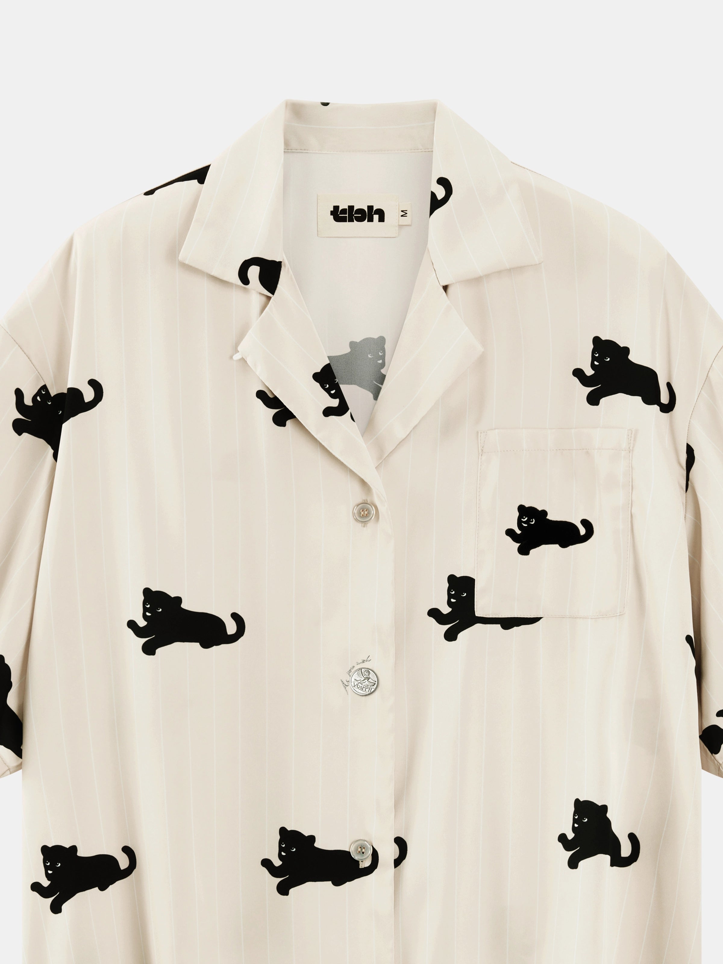 "Urban Jungle" Satin Loungewear Set Short Sleeve & Pants – Camel