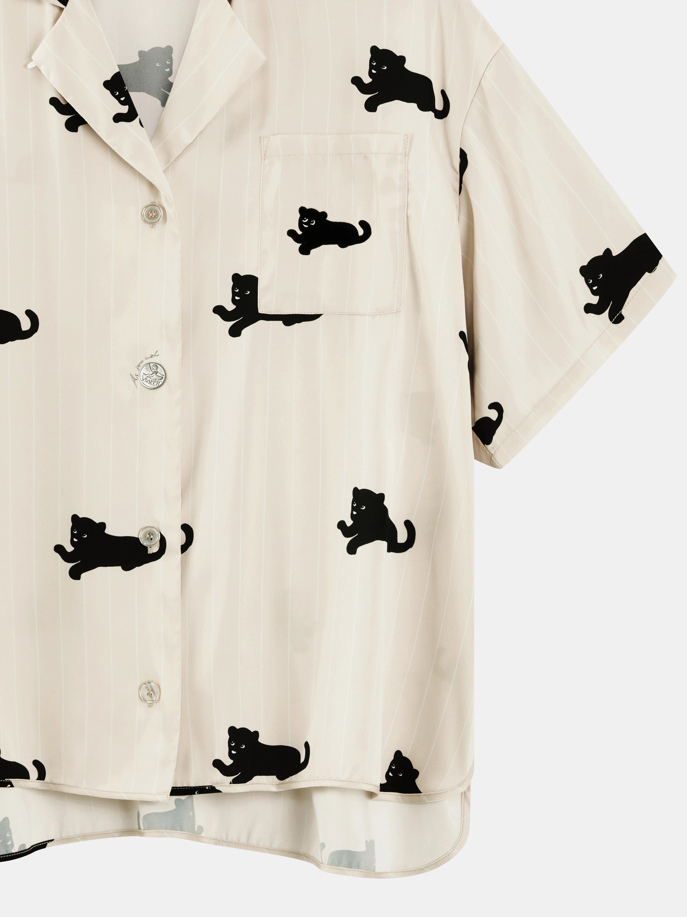 "Urban Jungle" Satin Loungewear Set Short Sleeve & Pants – Camel