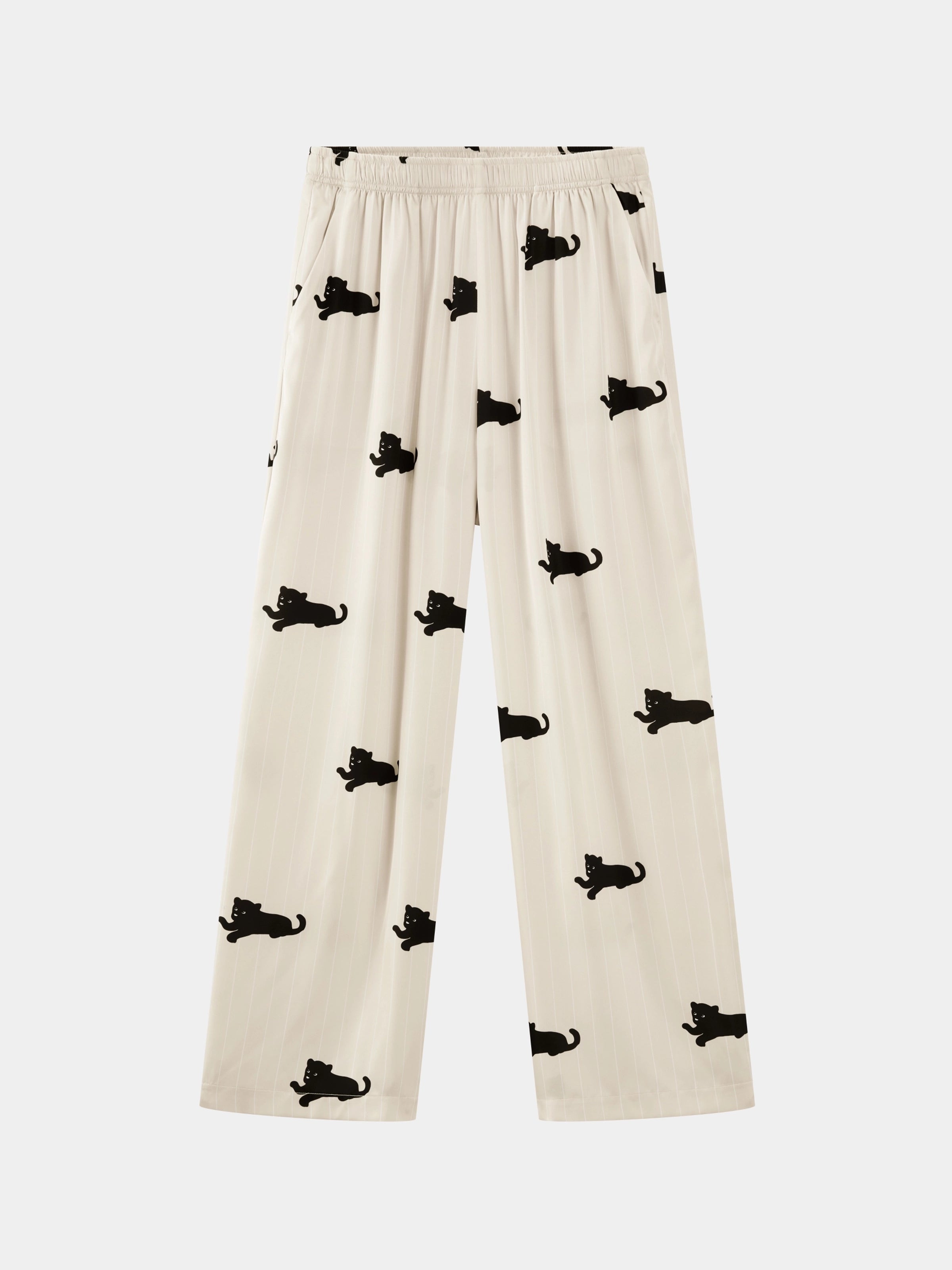 "Urban Jungle" Satin Loungewear Set Short Sleeve & Pants – Camel