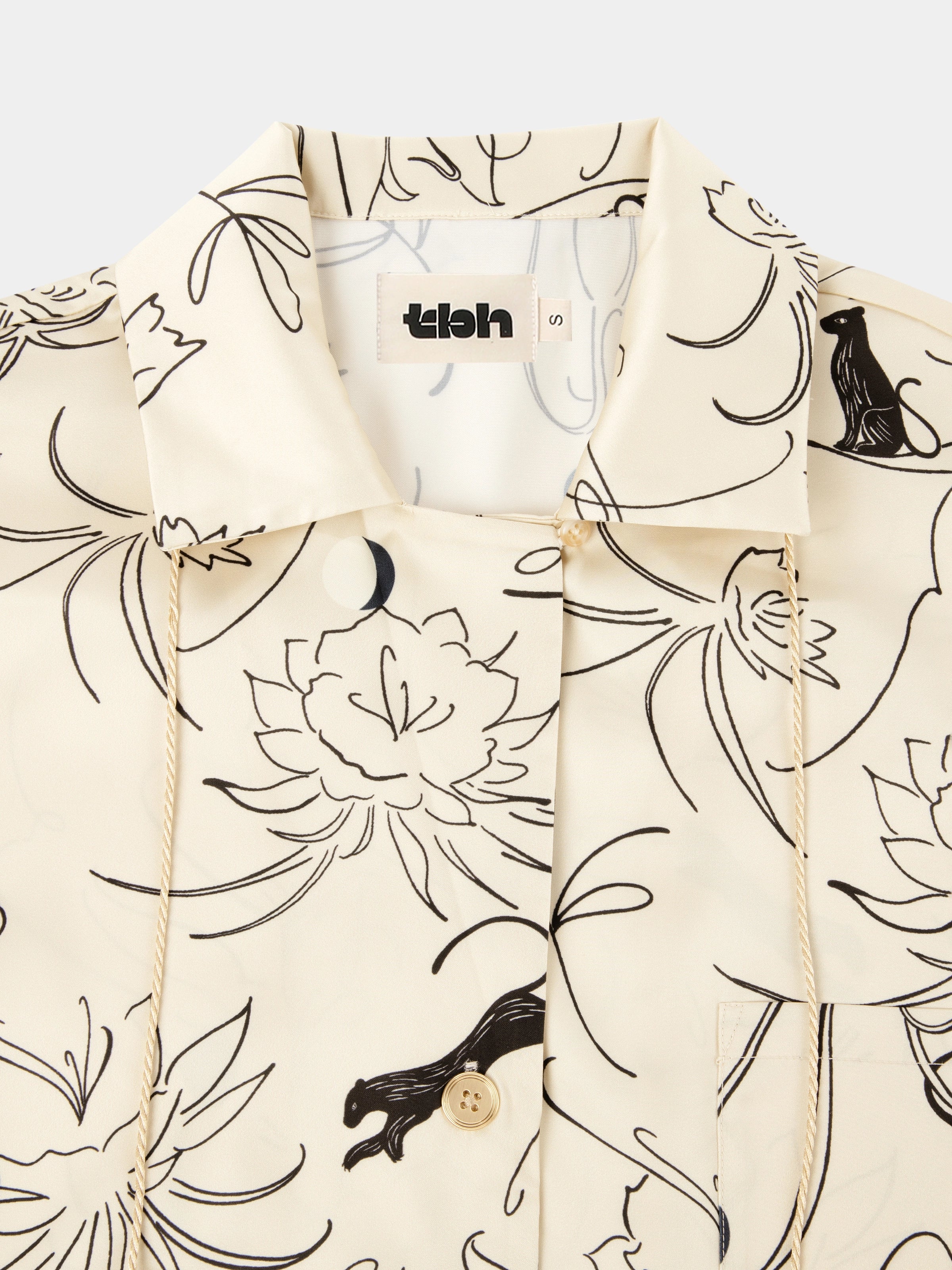 "Urban Jungle" Satin Loungewear Set Short Sleeve & Pants – Dune Gold