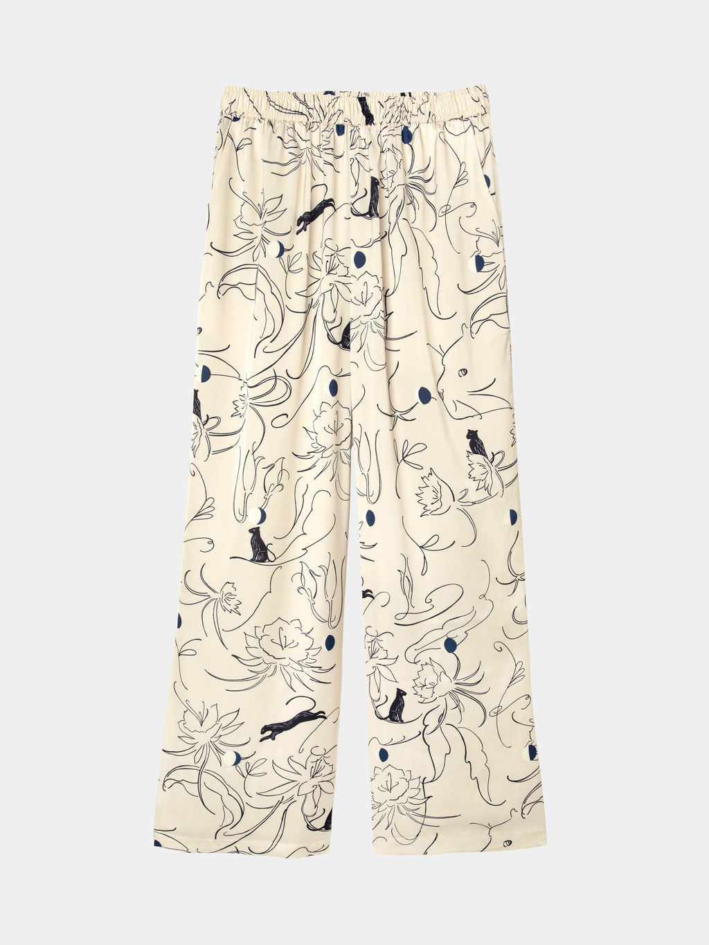 "Urban Jungle" Satin Loungewear Set Short Sleeve & Pants – Dune Gold