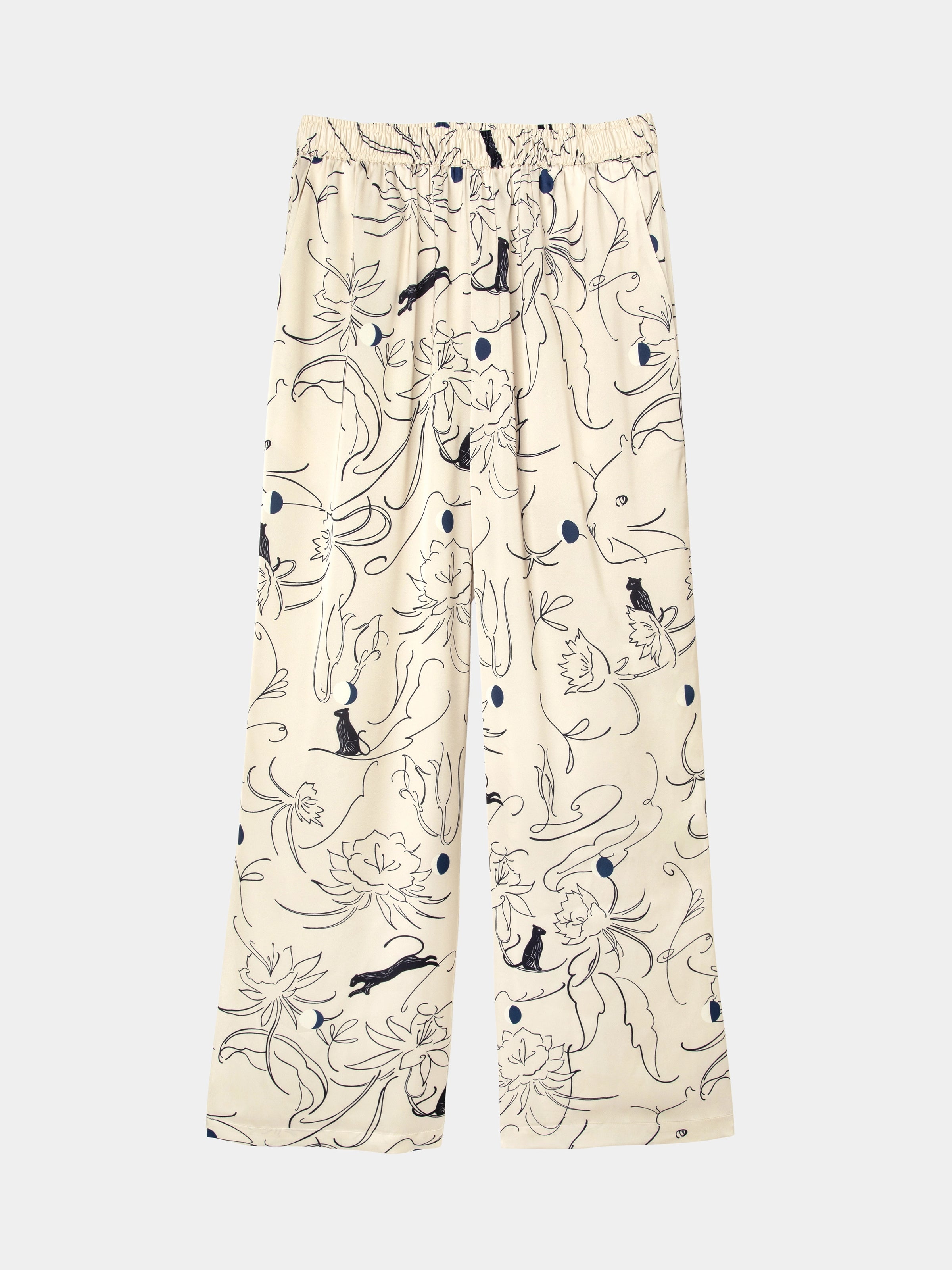 "Urban Jungle" Satin Loungewear Set Short Sleeve & Pants – Dune Gold