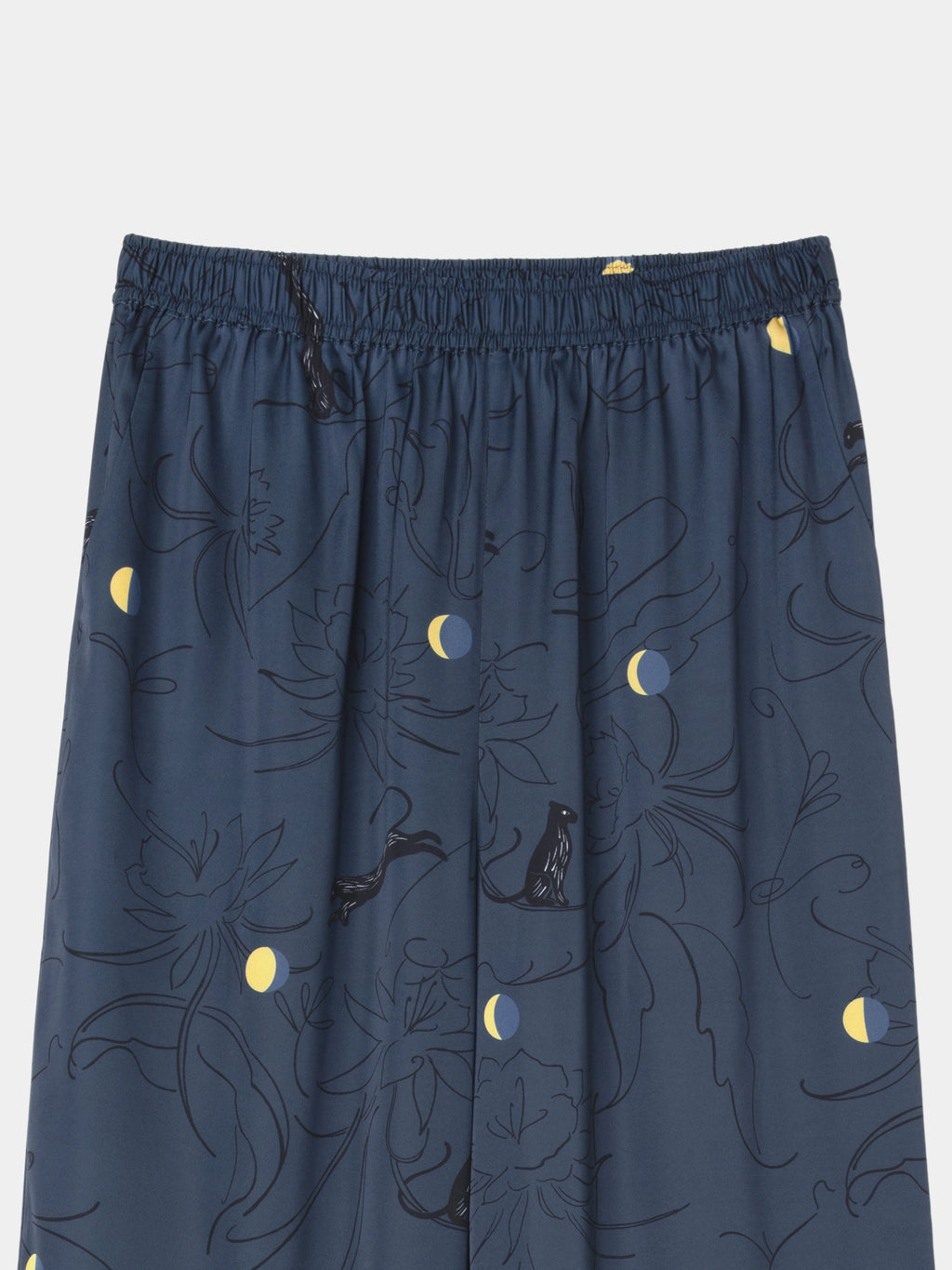 "Urban Jungle" Satin Loungewear Set Short Sleeve & Pants – Night Blue