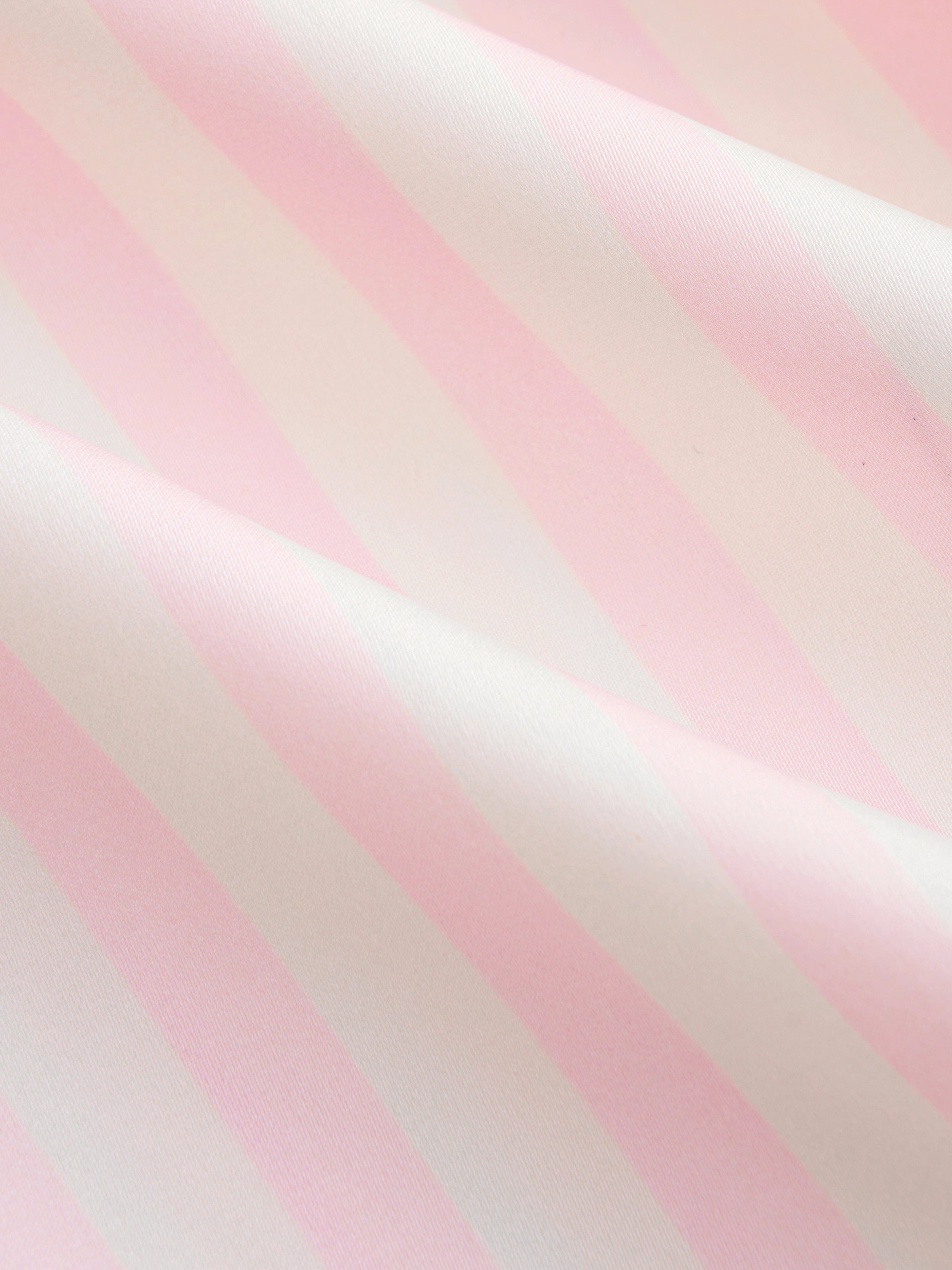 "Urban Jungle" Satin Loungewear Set Short Sleeve & Pants – Pink and White Stripes