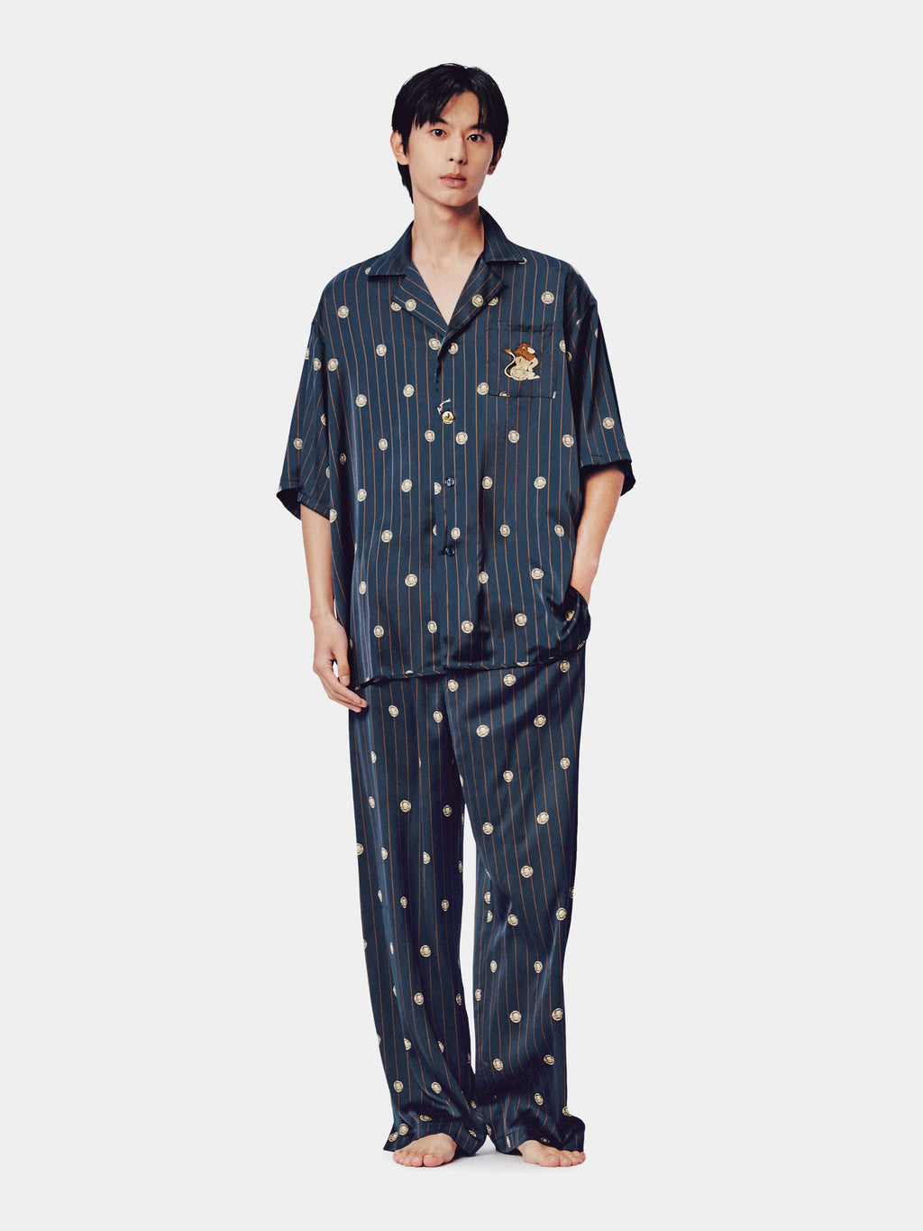 "Urban Jungle" Satin Loungewear Set Short Sleeve & Pants – Wishing Coin