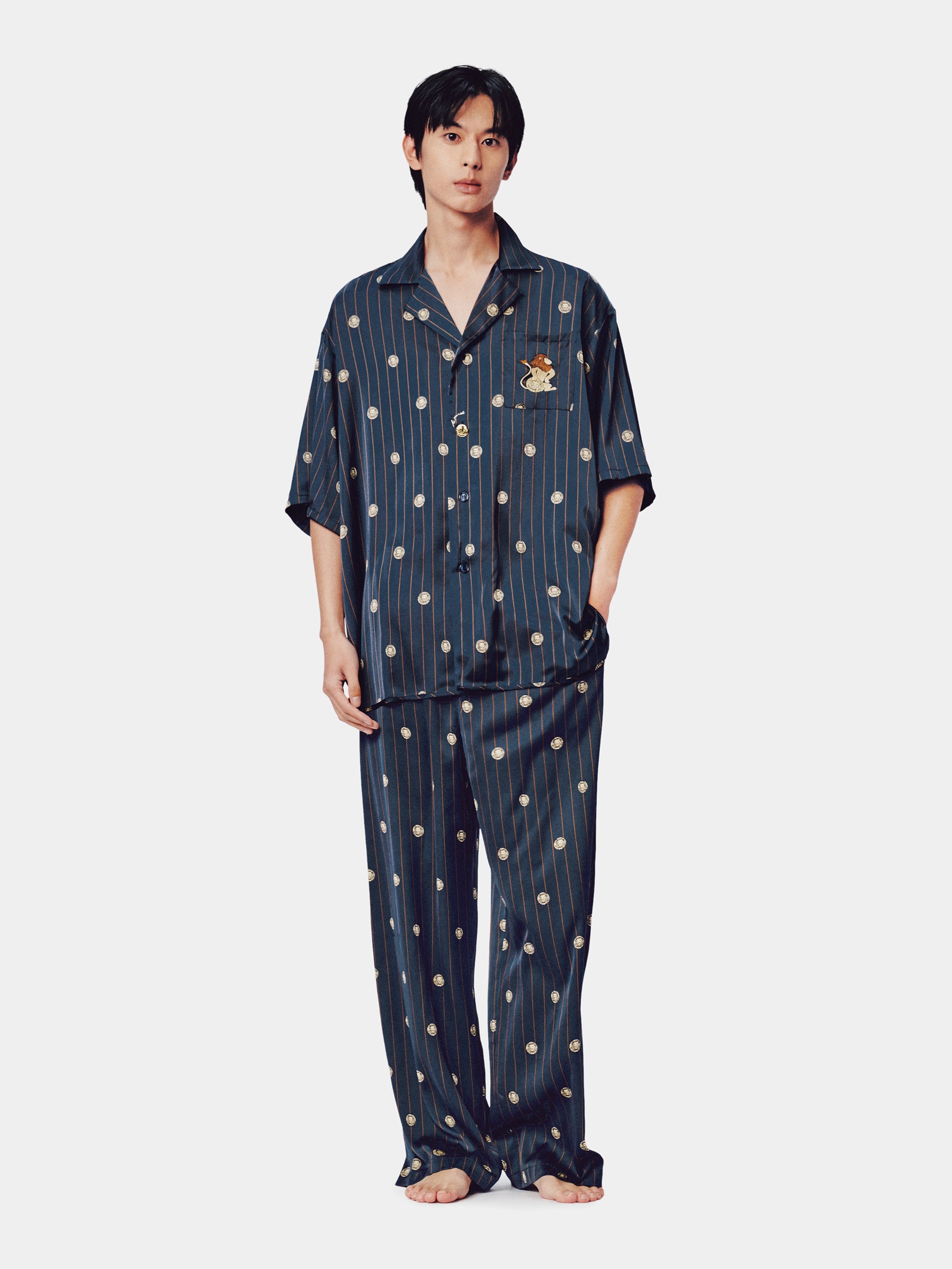 "Urban Jungle" Satin Loungewear Set Short Sleeve & Pants – Wishing Coin